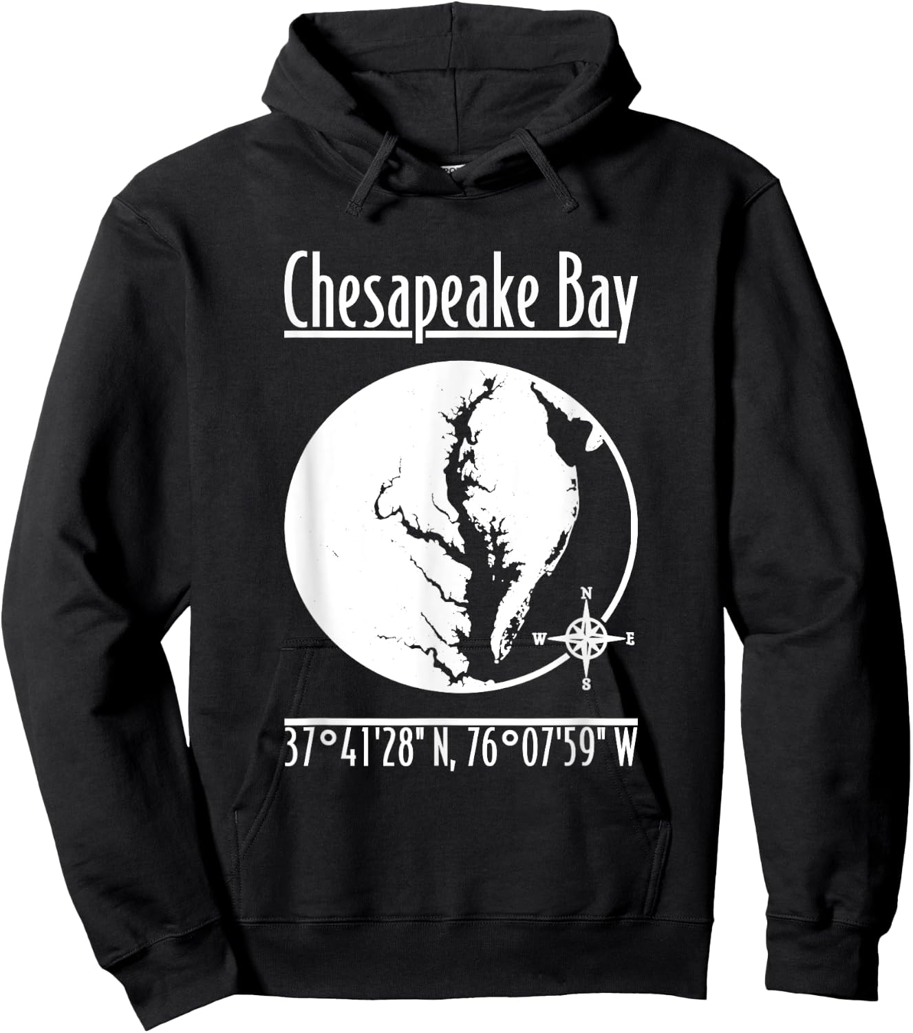 Designed by GeoGearCo Modern Chesapeake Bay Nature , Men's -Adults, Short Sleeve, Black, Small Hoodie - Hoodie | Black