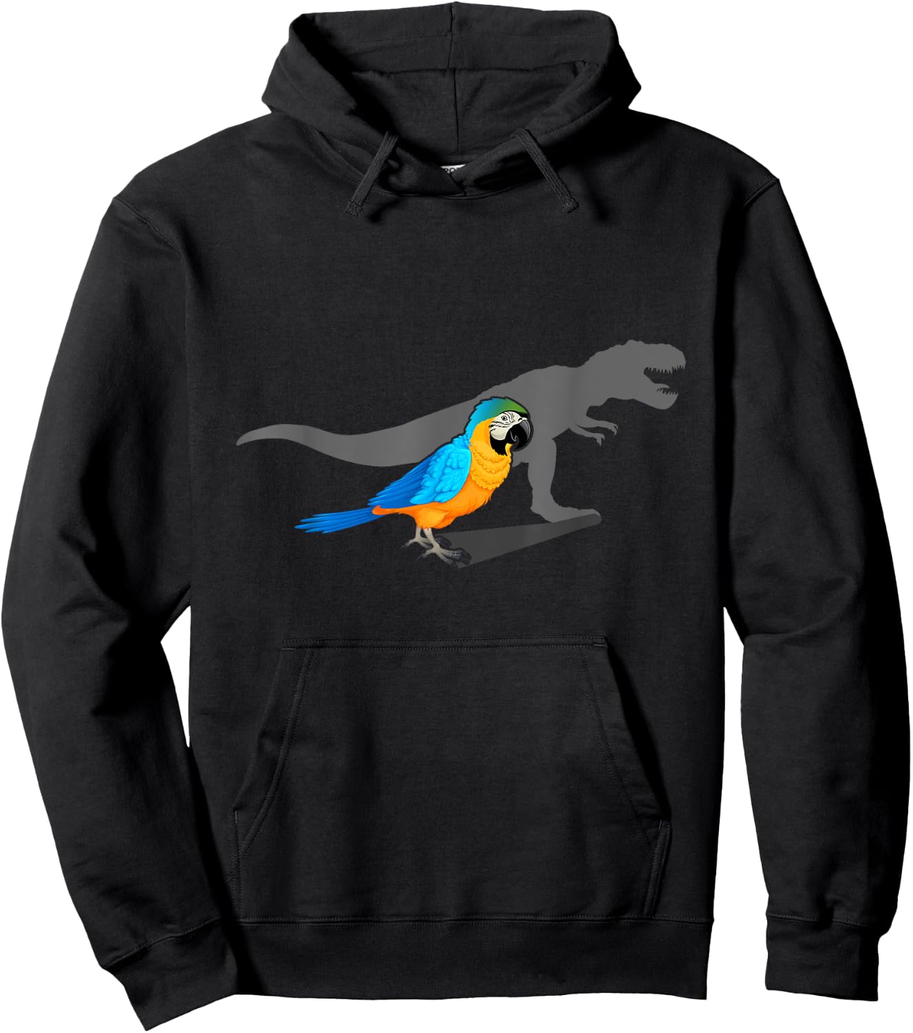 Macaw T-Rex Shirt Macaw Shirt Blue Yellow Hybrid Macaw Hoodie - Hoodie | Black