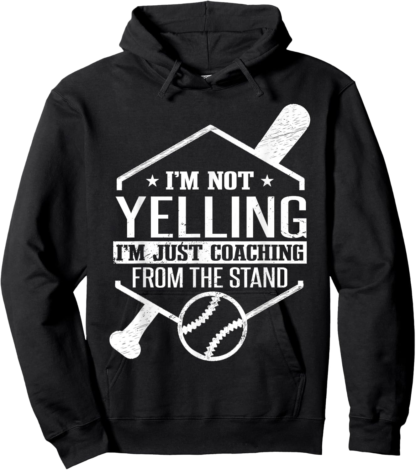 I'm Just Coaching From The Stand | Funny Baseball Dad Hoodie - Hoodie | Black