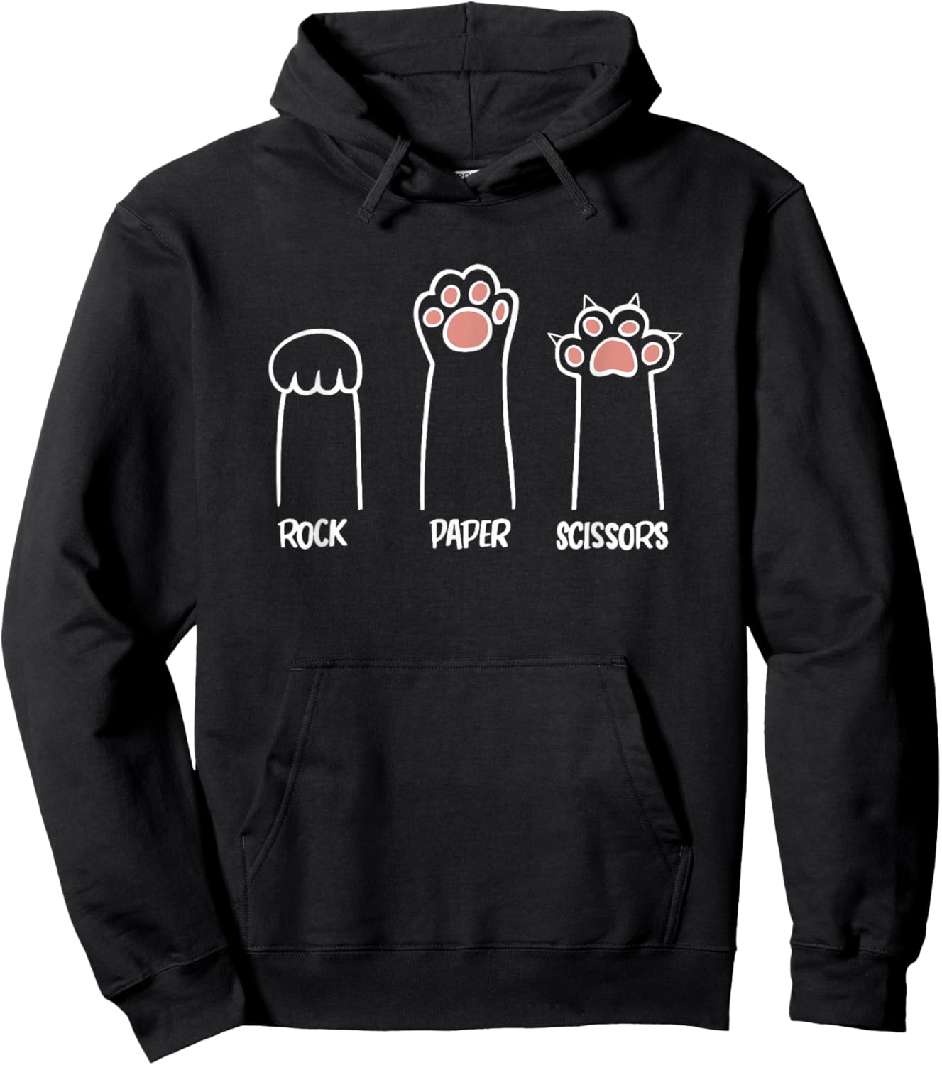Rock Paper Scissors Game Cute Cat Kitty Paws Men Women Girls Kids Hoodie - Hoodie | Black