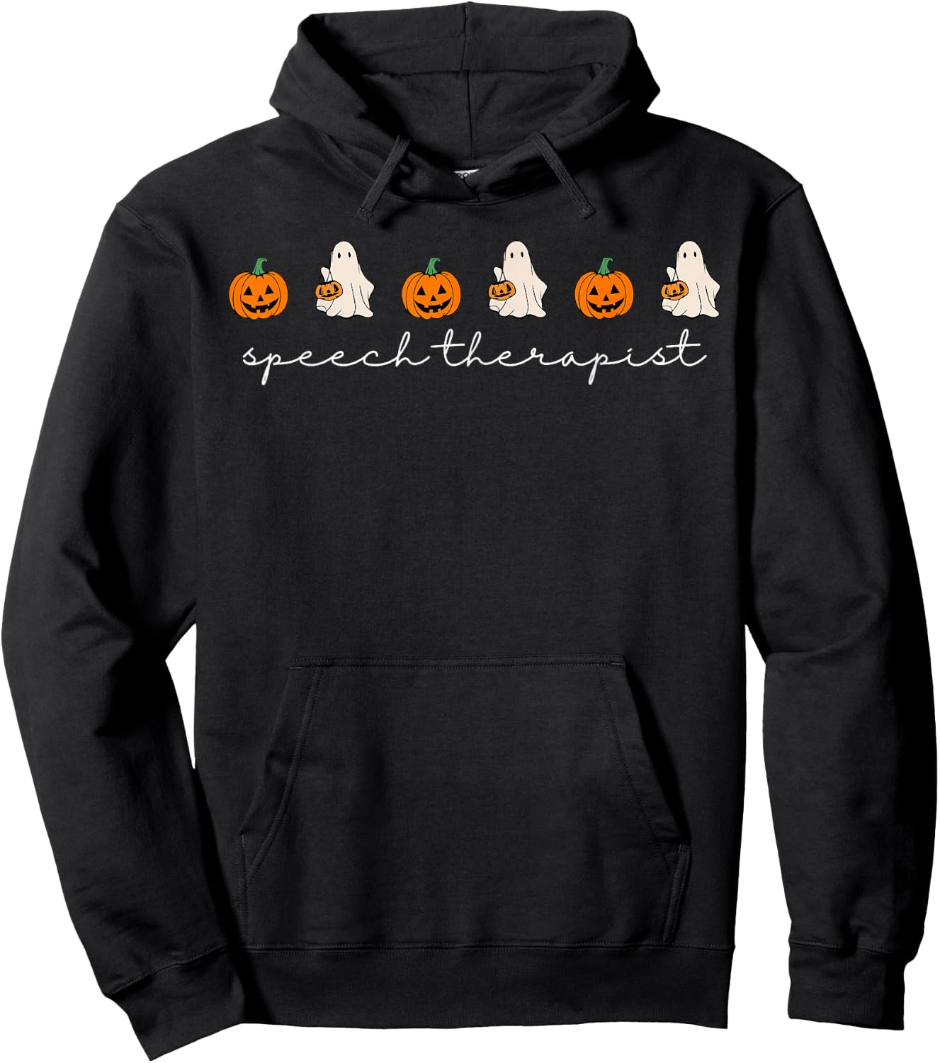 Speech Therapist Pumpkin Ghost SLP Speech Therapy Halloween Hoodie - Hoodie | Black