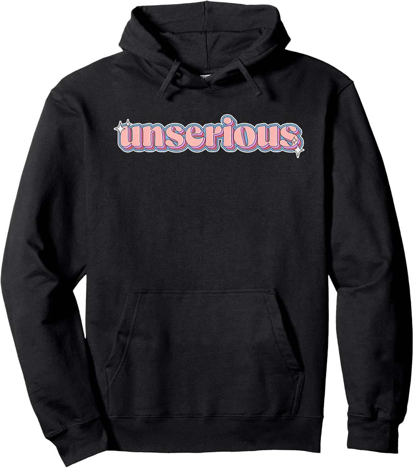 Unserious: Brainrot Meme Retro Sparkle Unserious Hoodie - Hoodie | Black