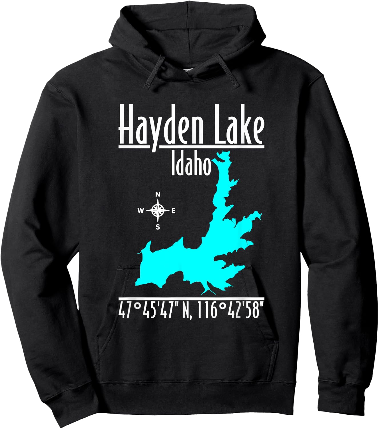 Modern Hayden Lake - Idaho Hoodie - Hoodie | Black