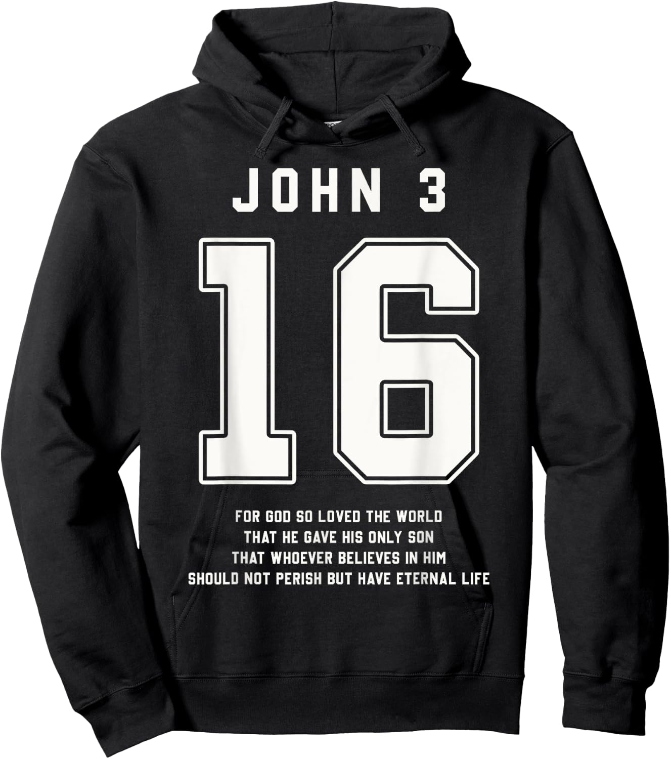 John 3:16 Bible Verse Team Sports Jersey Christian Hoodie - Hoodie | Black