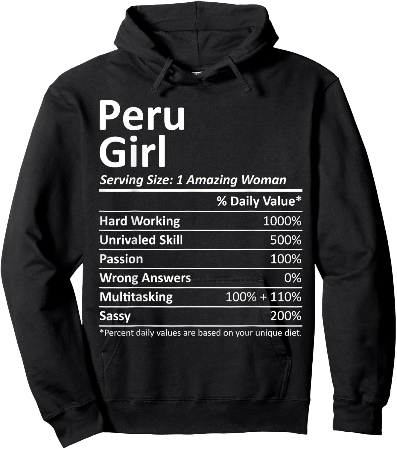 PERU GIRL IN INDIANA Funny City Home Roots USA Gift Hoodie - Hoodie | Black