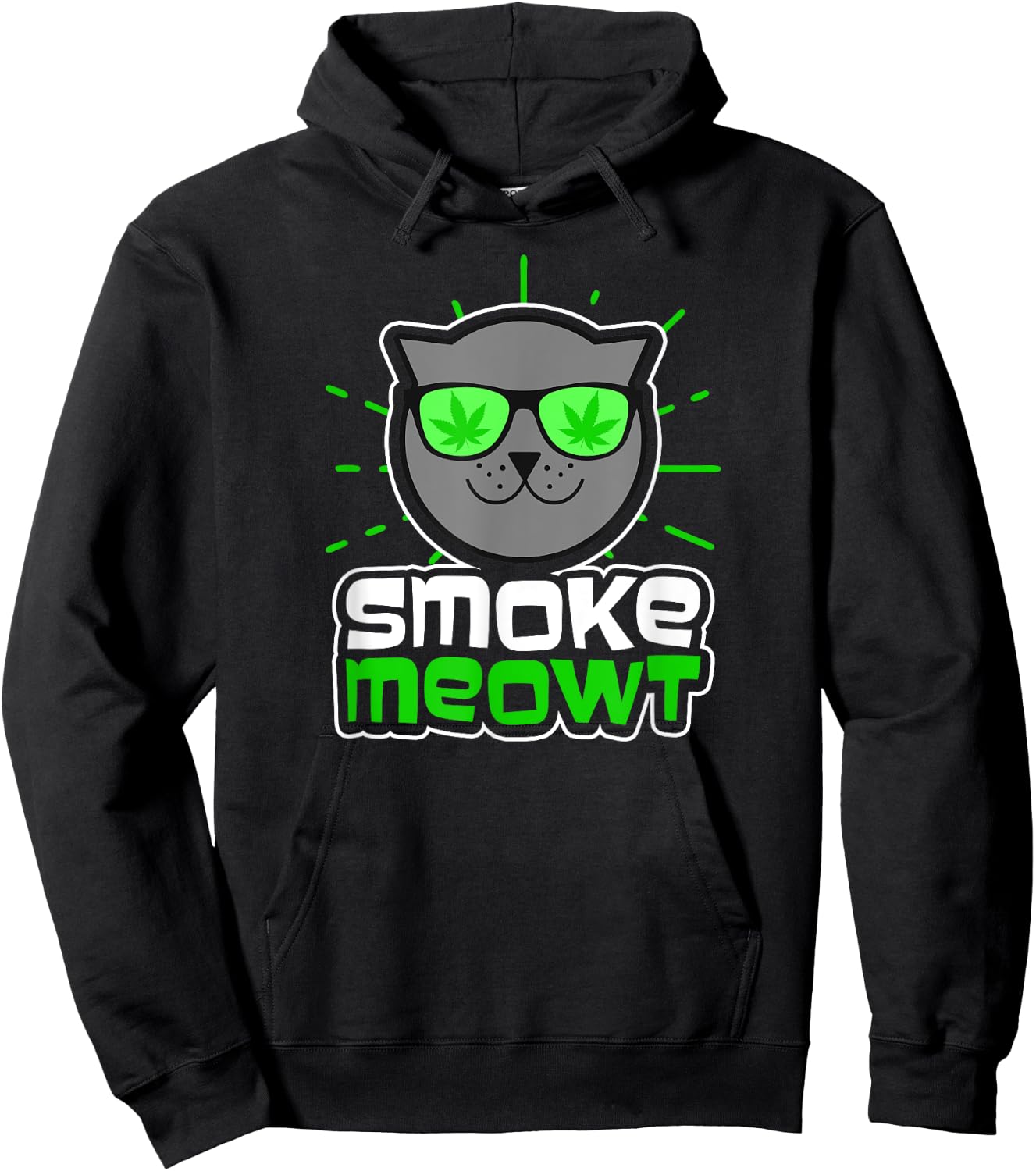 Cat Weed Design Smoke Meowt Gift Men Women Hoodie - Hoodie | Black