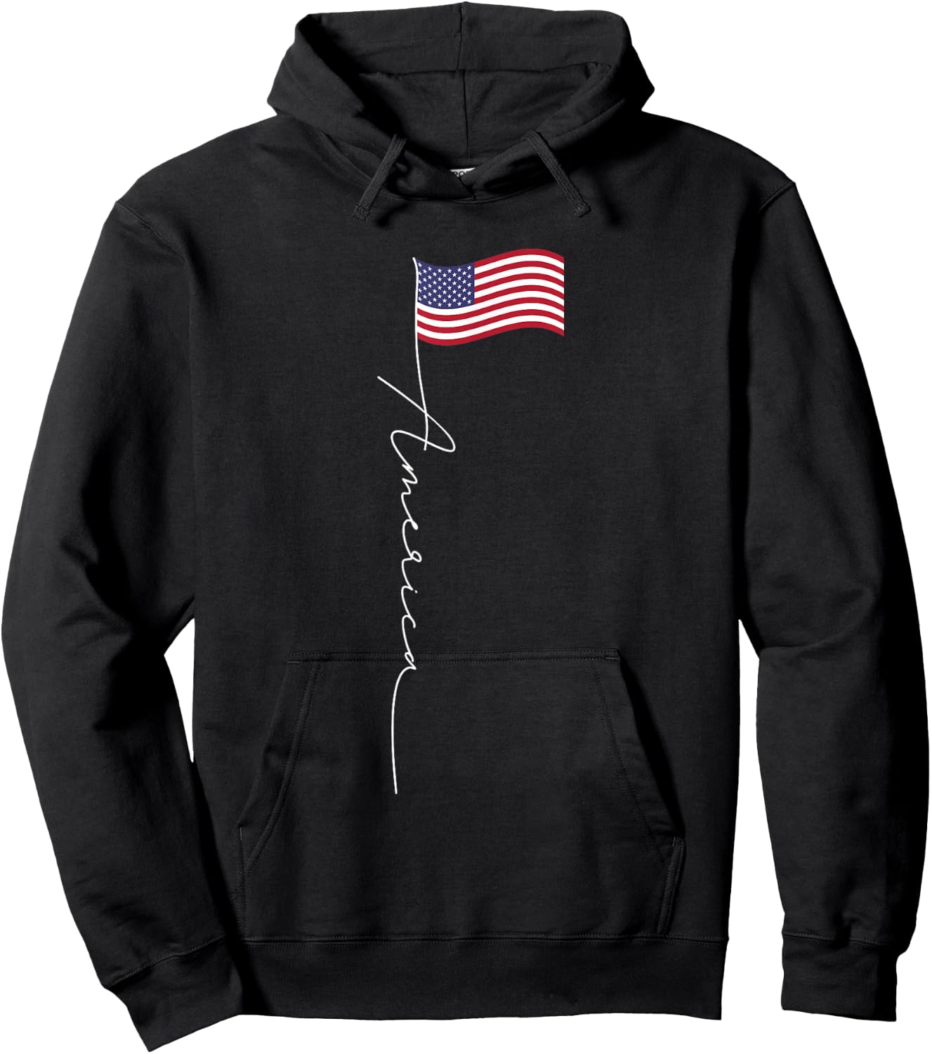 America Signature Flag Pole - Patriotic American Flag Hoodie - Hoodie | Black