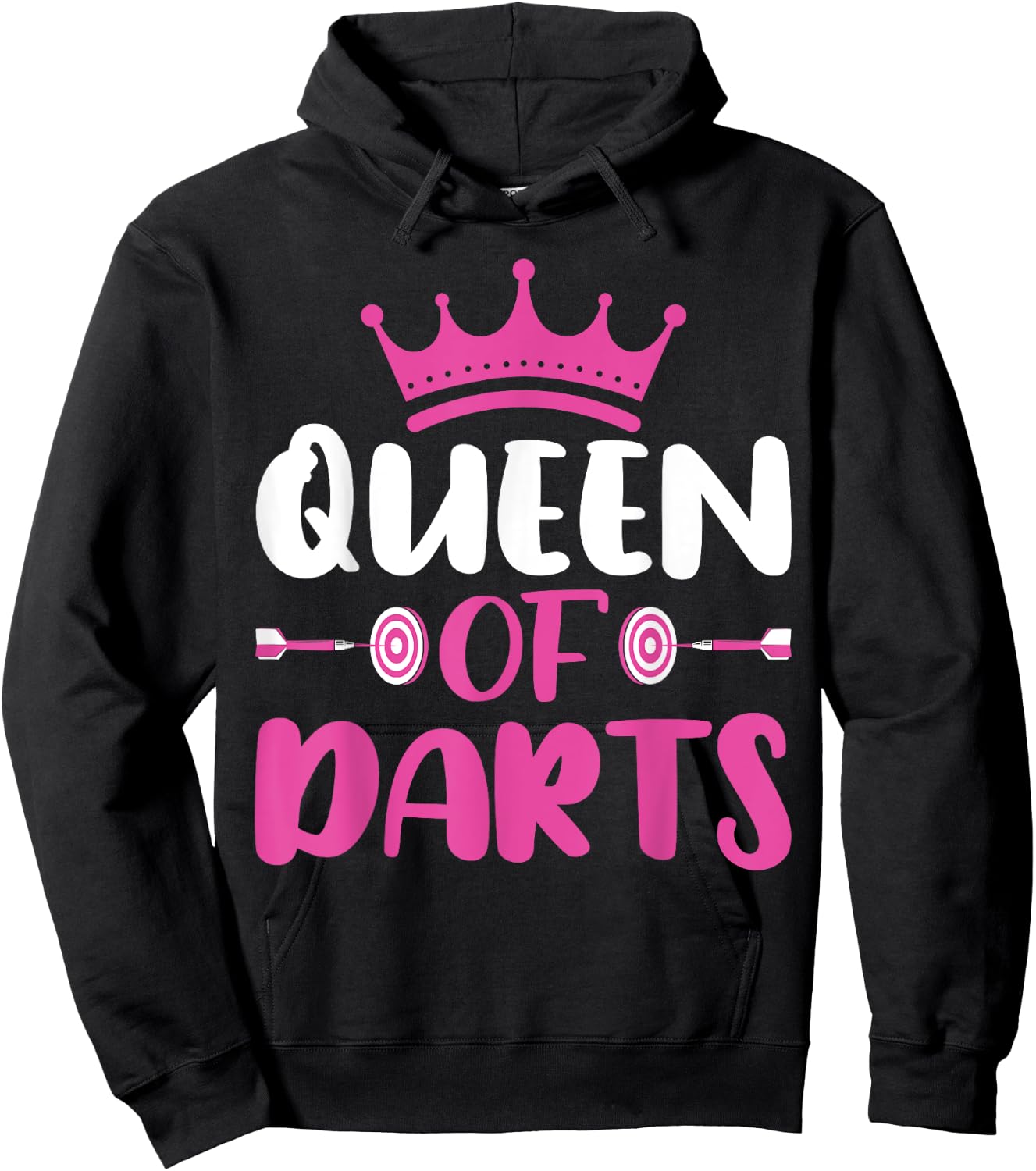 Queen of Darts - Funny Dart Board and Dart Game Lover Women Hoodie - Hoodie | Black