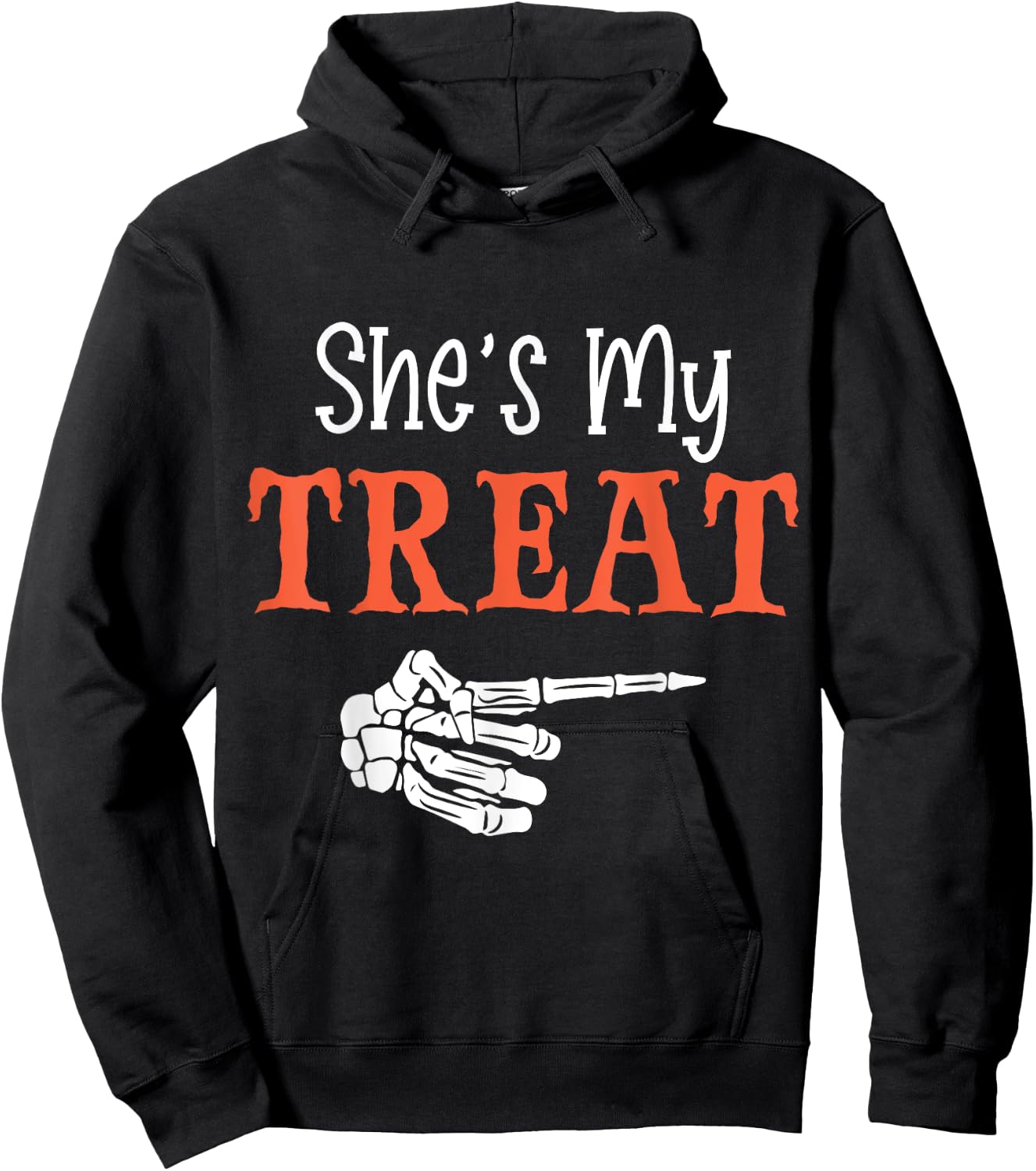 She's My Treat Funny Halloween Matching Couple Boyfriend Hoodie - Hoodie | Black