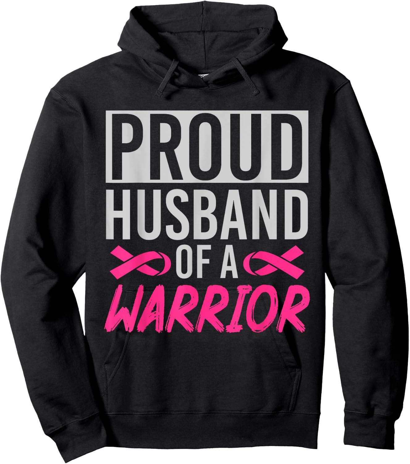 Supporter Husband Pink Ribbon Breast Cancer Awareness Hoodie - Hoodie | Black