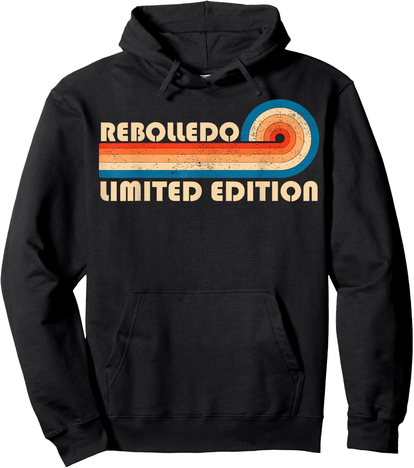 REBOLLEDO Surname Retro Vintage 80s 90s Birthday Reunion Hoodie - Hoodie | Black