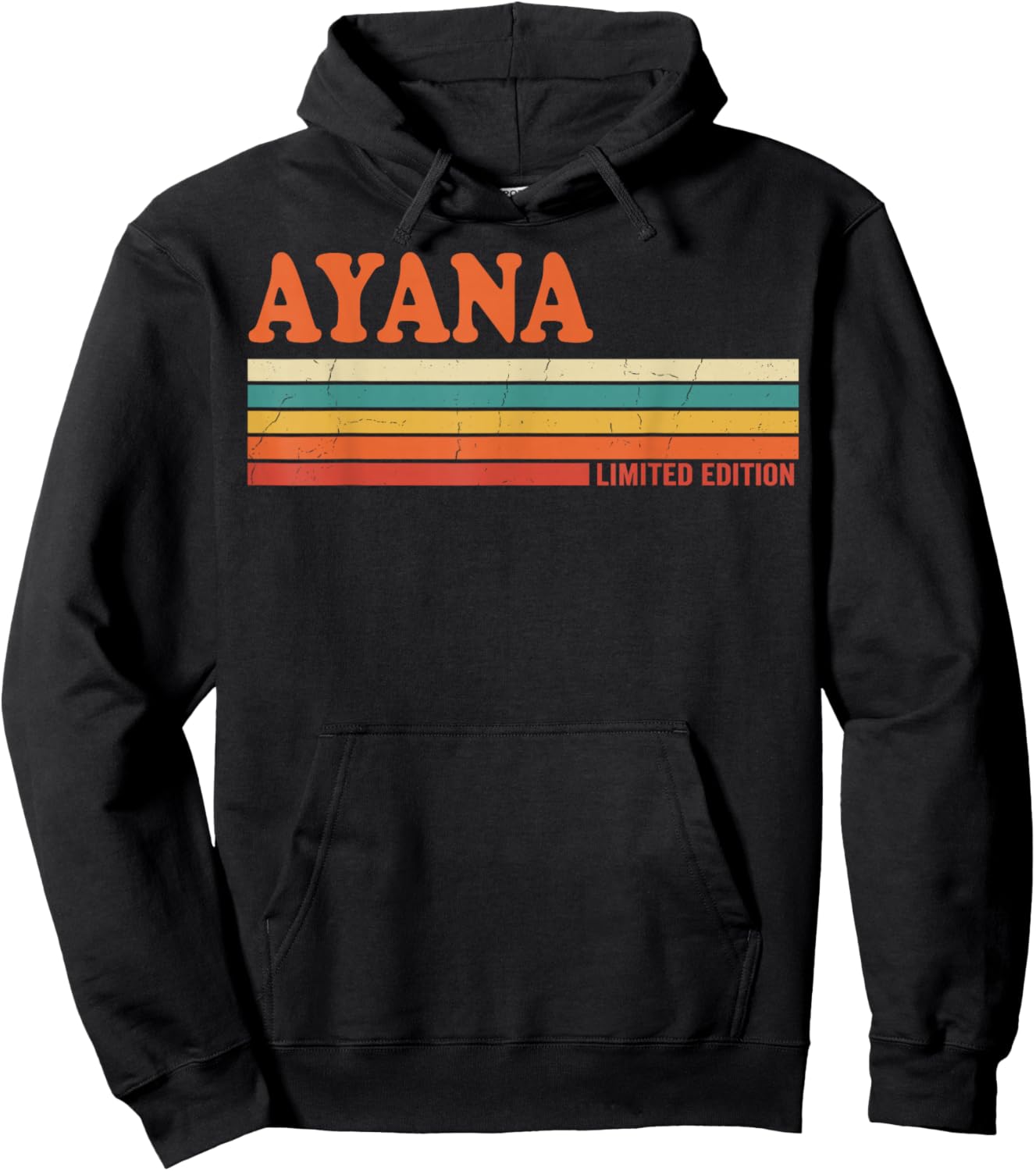 Ayana Retro Personalized First Name Vintage Stripes Hoodie - Hoodie | Black