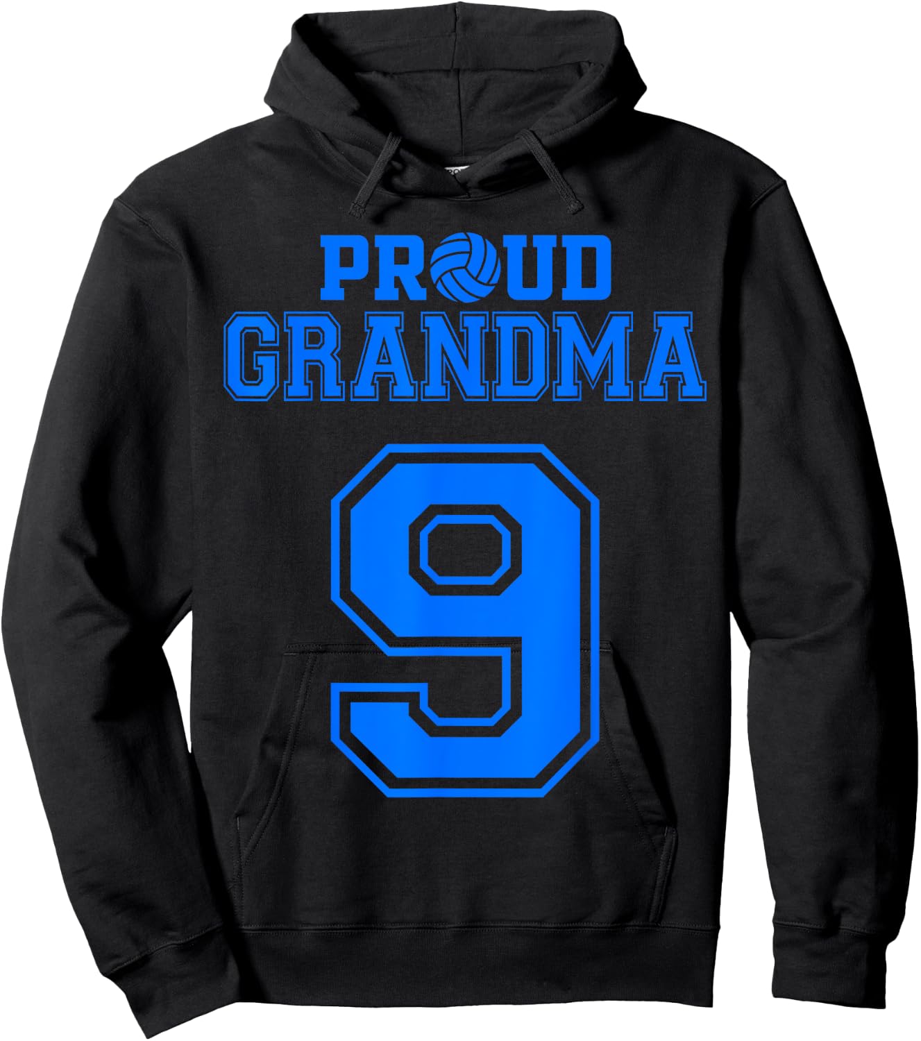 Proud Volleyball Grandma Number 9 B Hoodie - Hoodie | Black