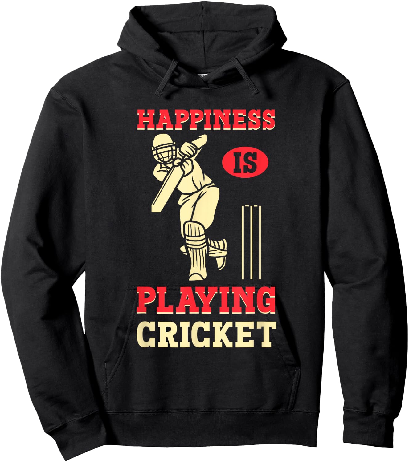 Cricket Player Cricketer Happiness Is Playing Cricket Hoodie - Hoodie | Black