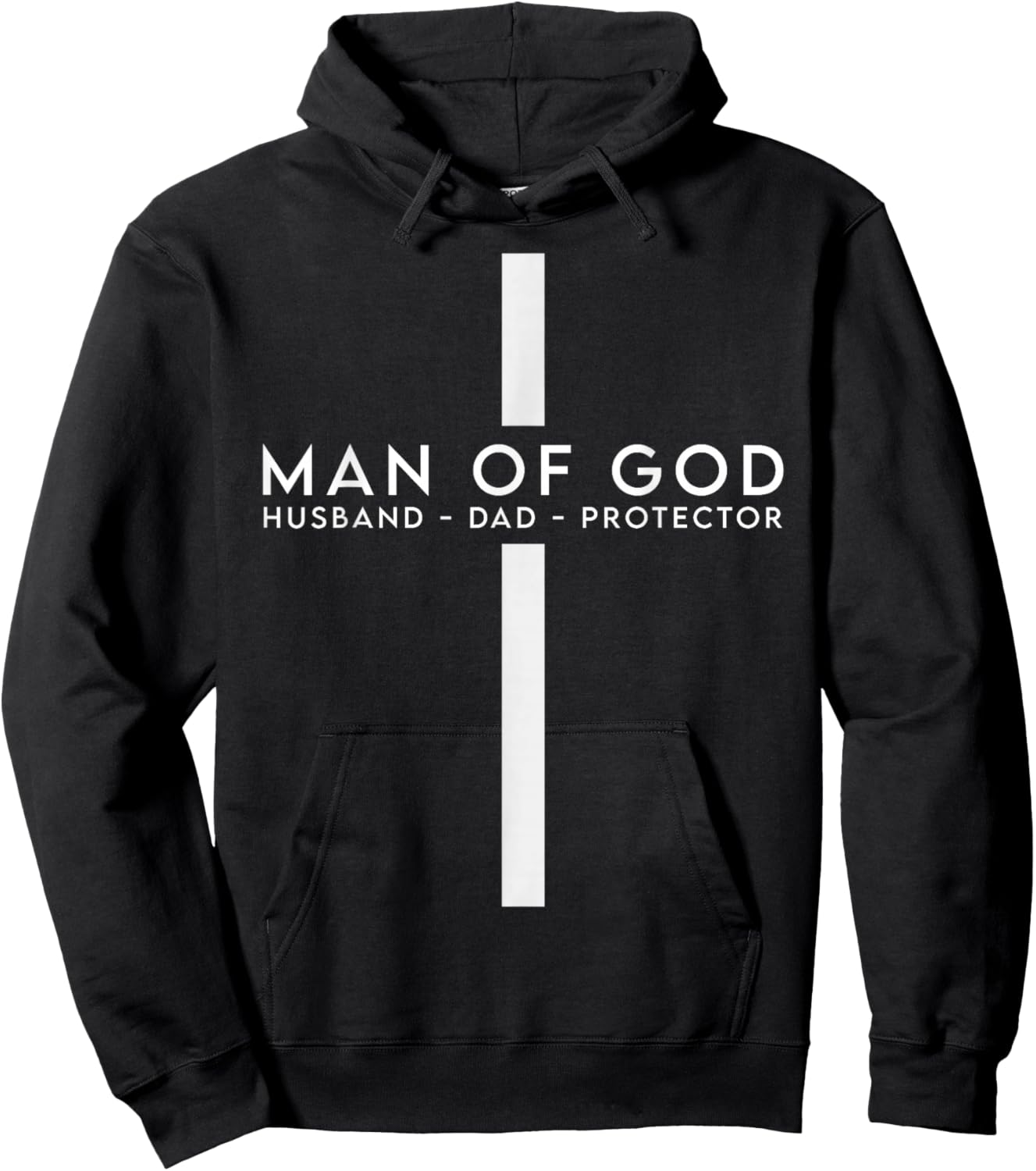 Man of God Husband Dad Protector Christian Dad Father's Day Hoodie - Hoodie | Black