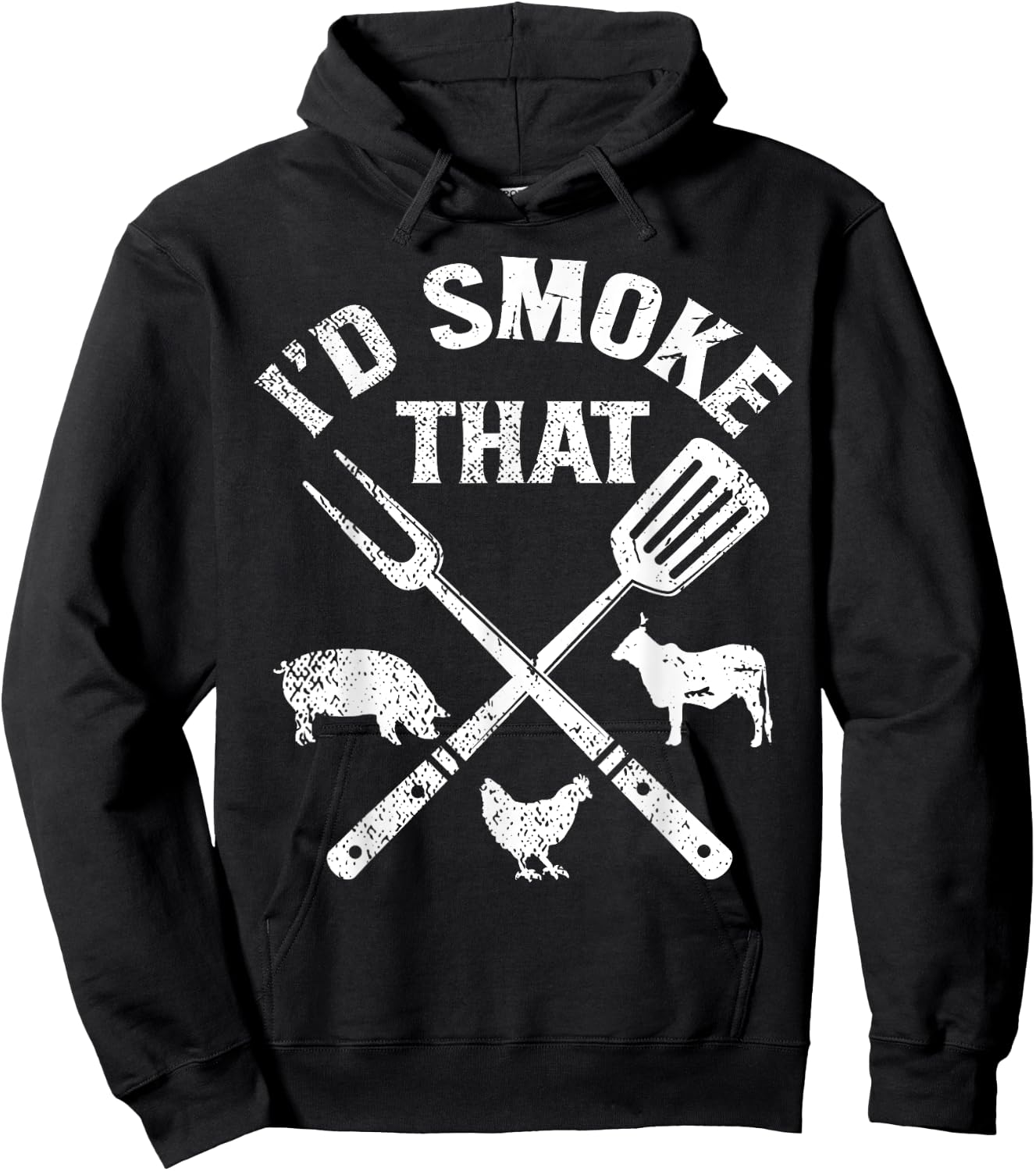 Id smoke that pig chicken cow bbq Top Hoodie - Hoodie | Black