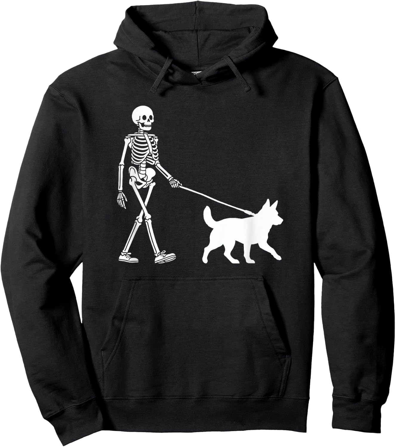 Skeleton Walking a Dog Blue Heeler Halloween Outfit Men Women Kids Hoodie - Hoodie | Black