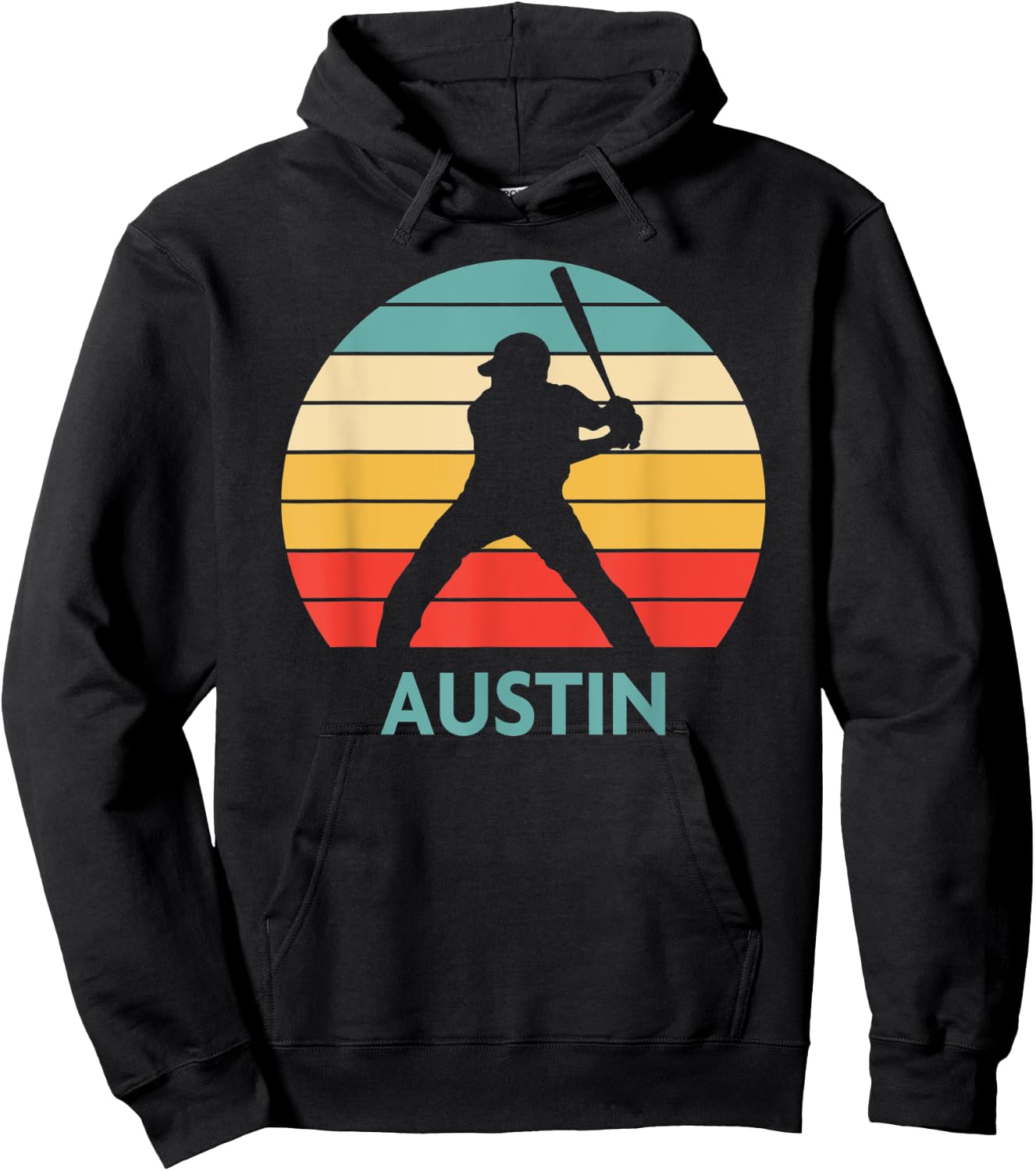 Austin Name Gift Personalized Baseball Hoodie - Hoodie | Black