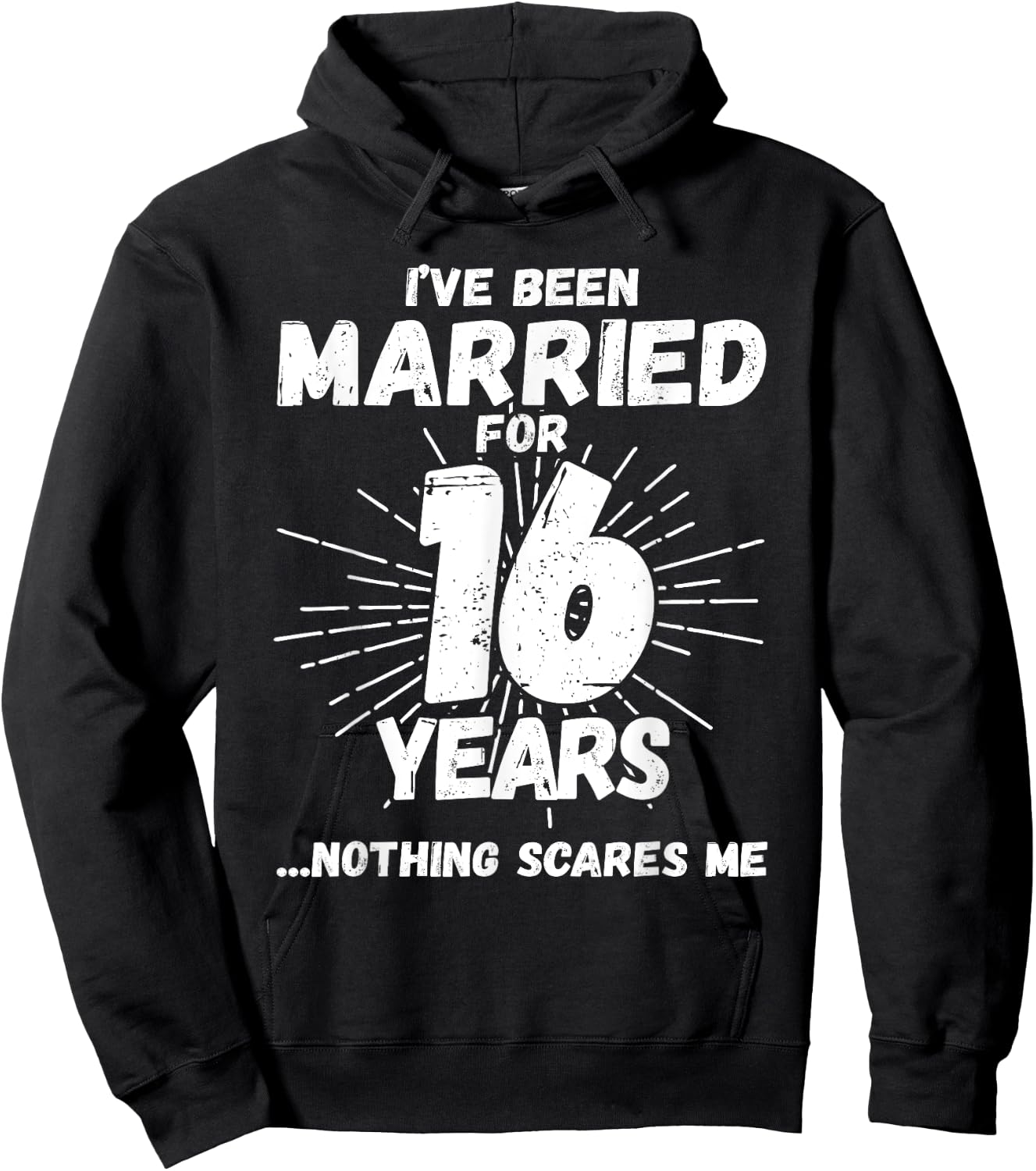 Couples Married 16 Years - Funny 16th Wedding Anniversary Hoodie - Hoodie | Black