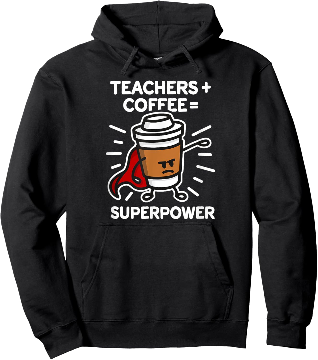 Teachers + coffee = superpower cardboard cup/mug Men Women Kids Hoodie - Hoodie | Black