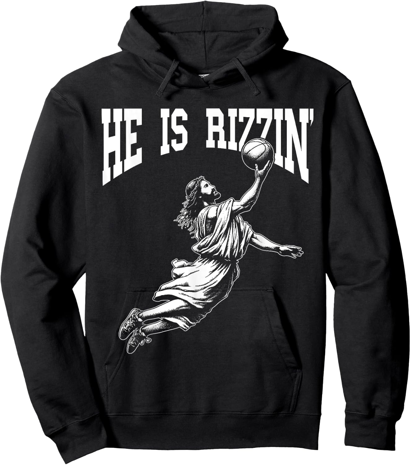 Easter Basketball He Is Rizzin' Jesus Basketball Hoodie - Hoodie | Black