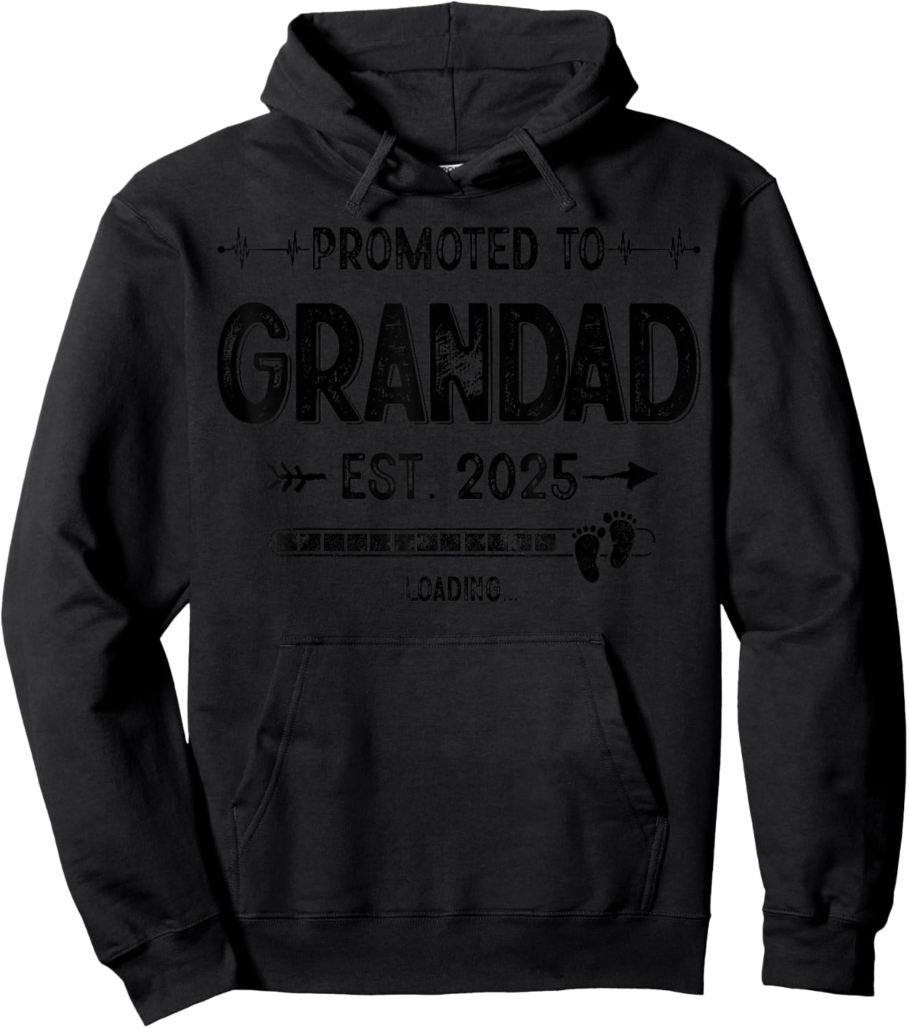Vintage Soon to be Grandad Est 2025 Promoted to new Dad Papa Hoodie - Hoodie | Black