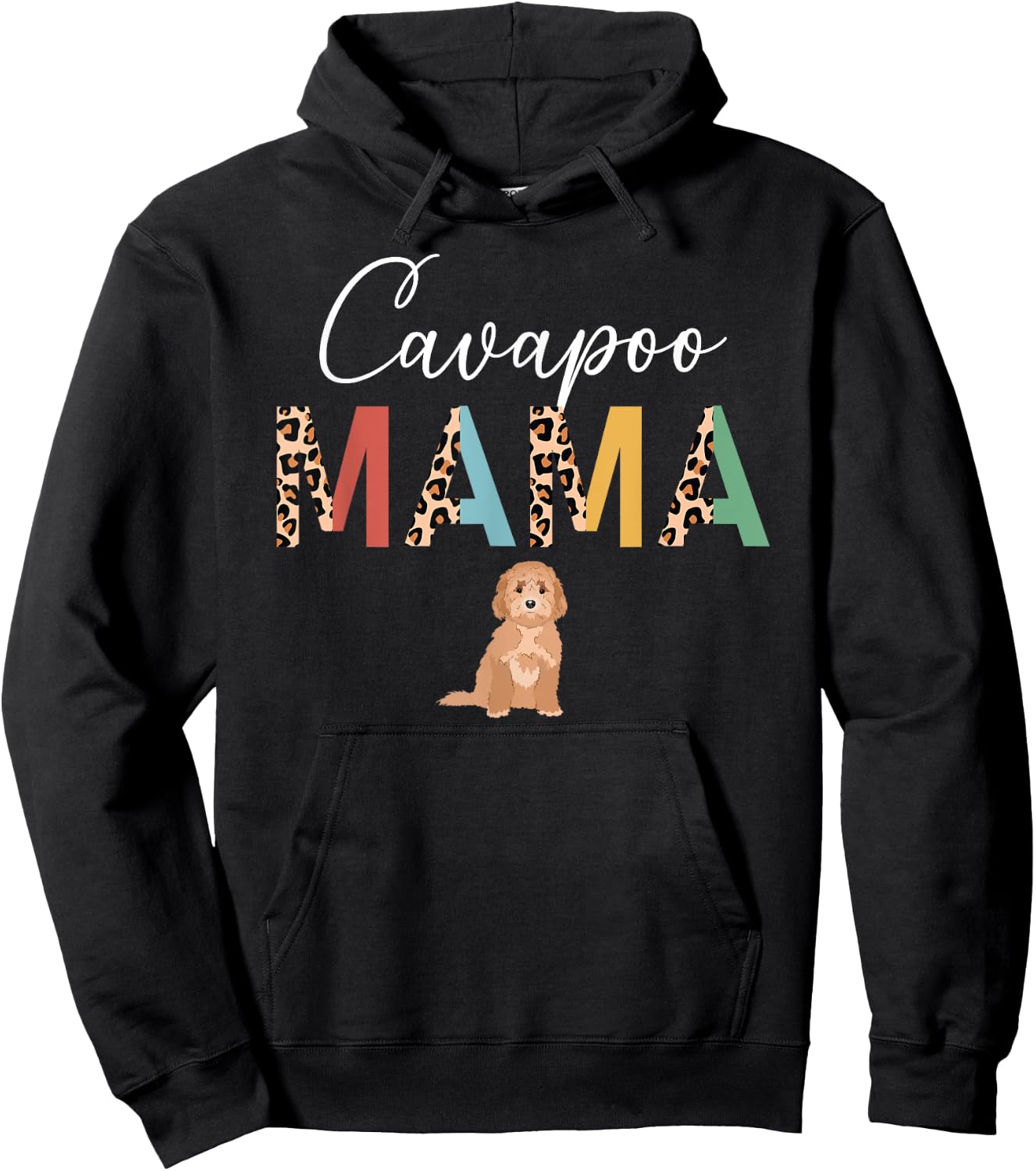 Cavapoo Mama Leopard Cavapoo Owner Cavapoo Lover Hoodie - Hoodie | Black