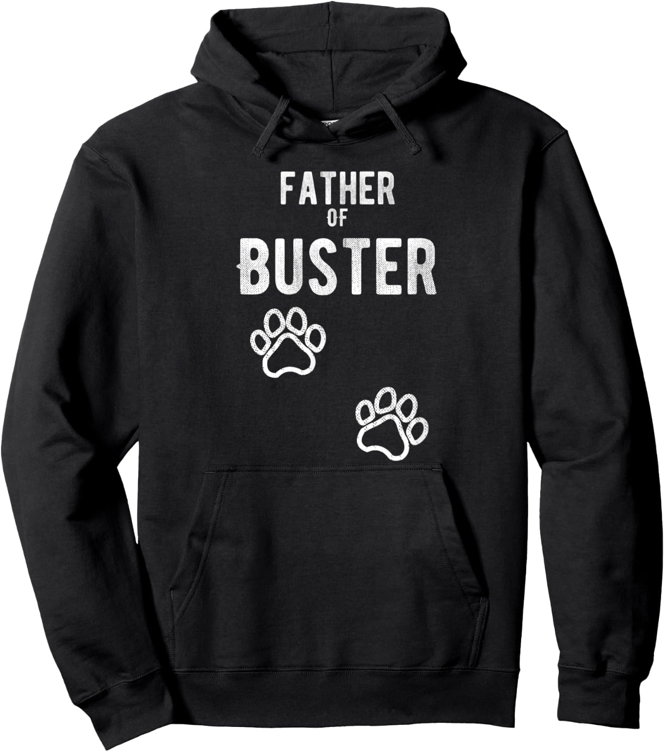 Father of Buster - Dog Puppy Personalized Name Graphic Men Hoodie - Hoodie | Black