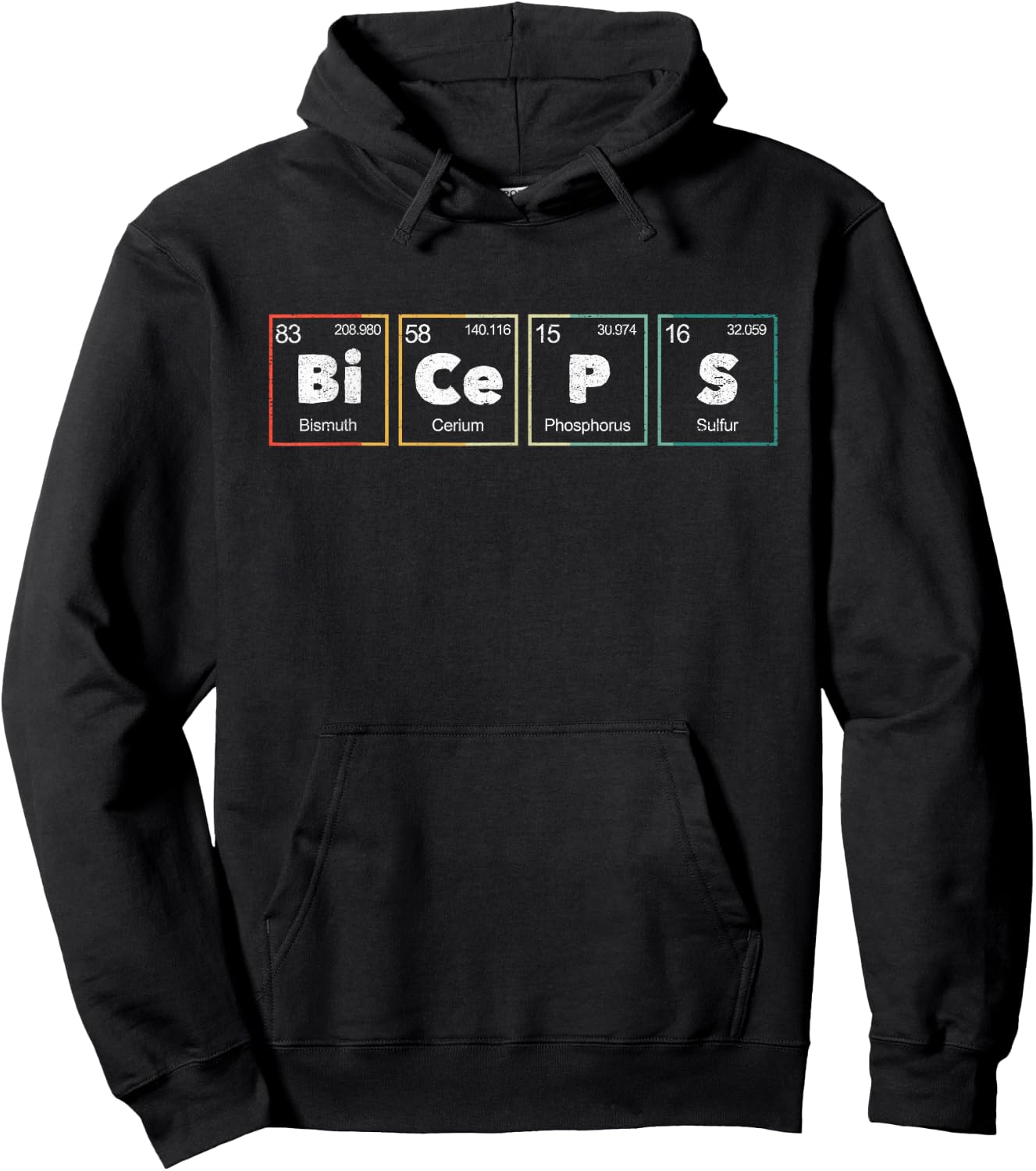 Bodybuilding Weightlifting Biceps Periodic Table Elements Hoodie - Hoodie | Black