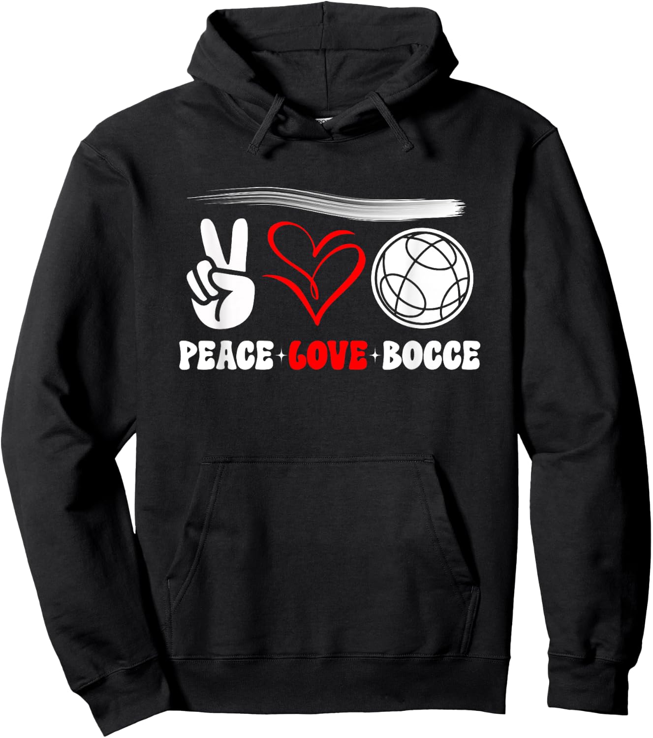Peace Love Bocce Bocce Ball Funny Saying Hoodie - Hoodie | Black