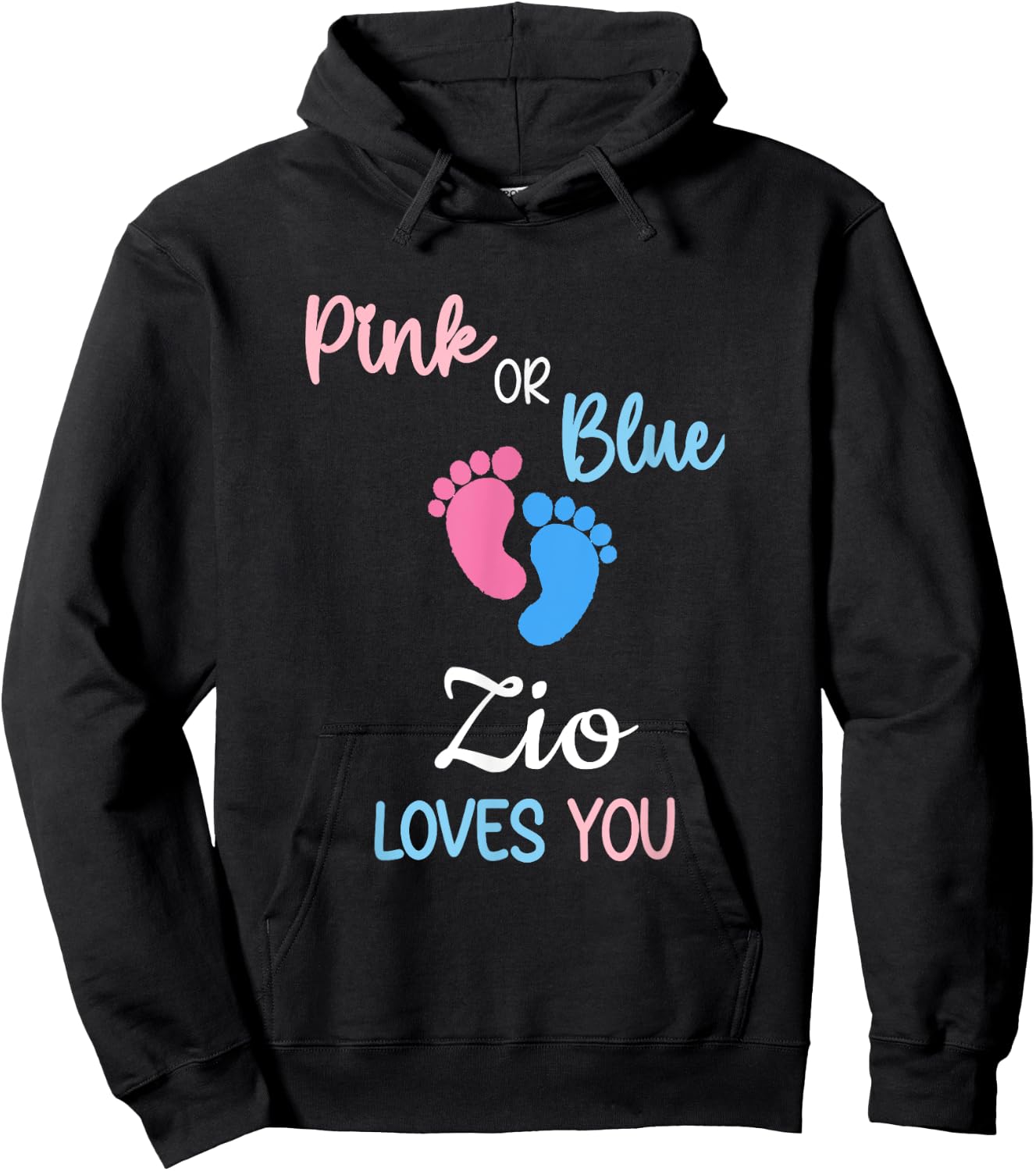 Pink or Blue Zio Loves You Italian Uncle Hoodie - Hoodie | Black
