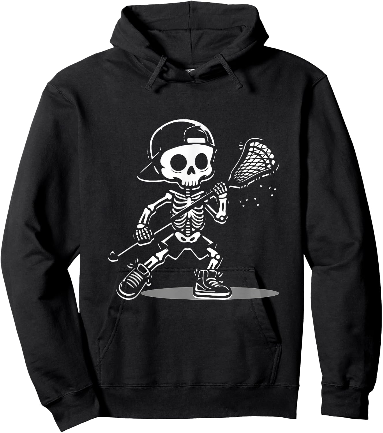 Kid Halloween Skeleton Playing Lacrosse Sport Player Costume Hoodie - Hoodie | Black