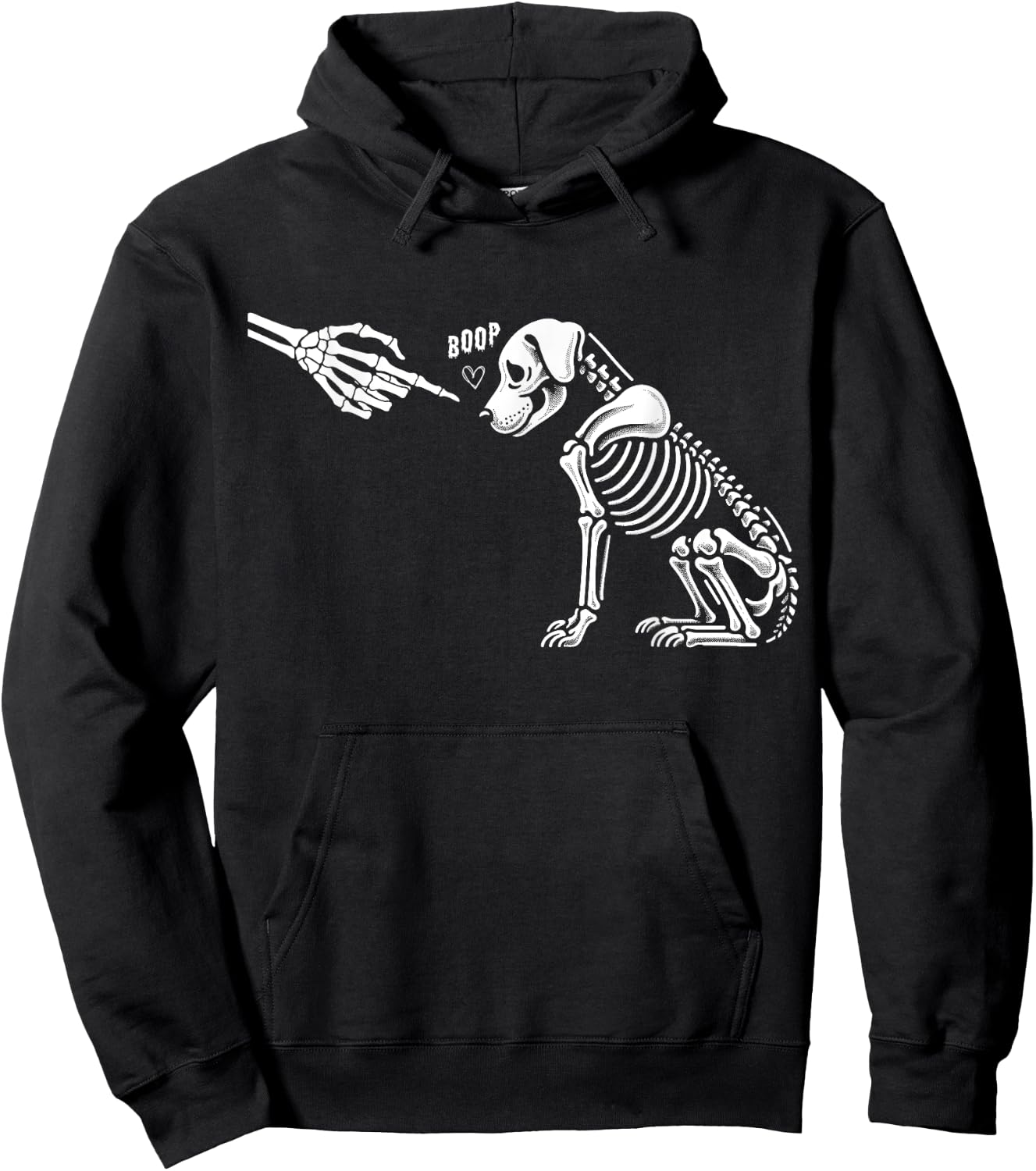 Halloween Spooky Boop Skeleton Hand Touches Dog Nose Men Women Hoodie - Hoodie | Black