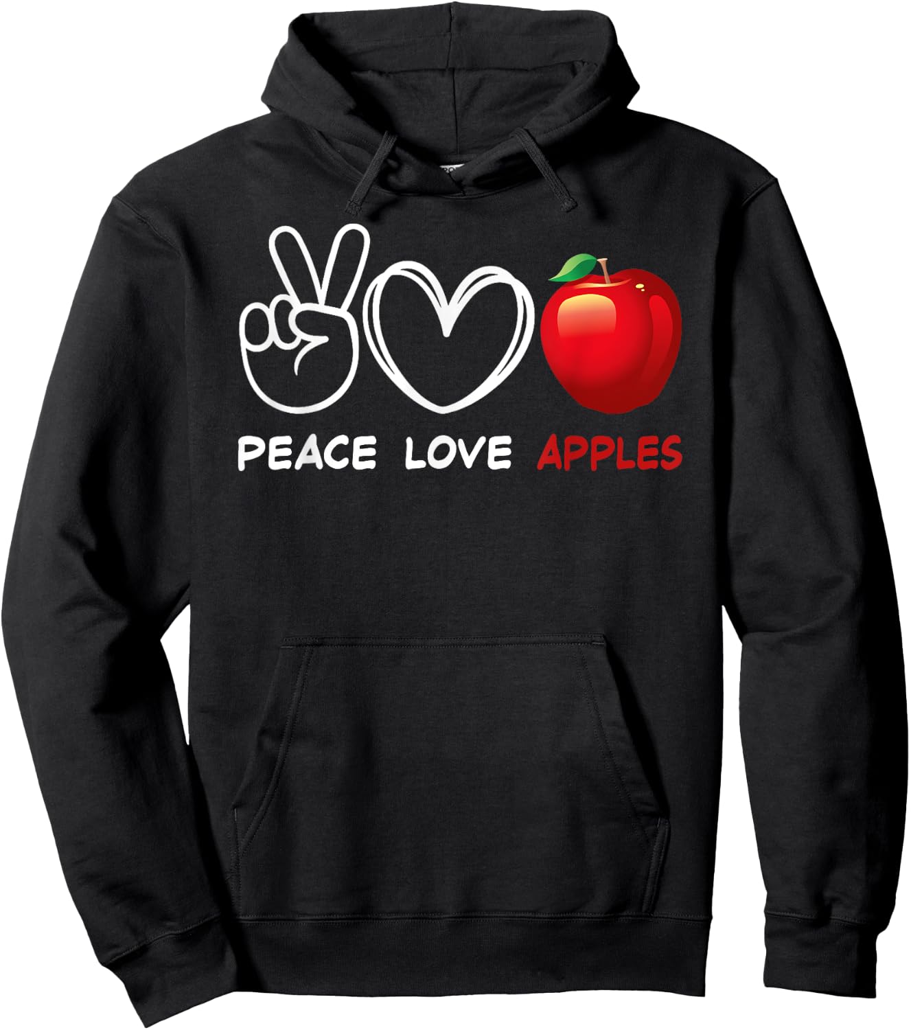 Peace, Love Apples Retro Apple Lover Fruit Lover Hoodie - Hoodie | Black