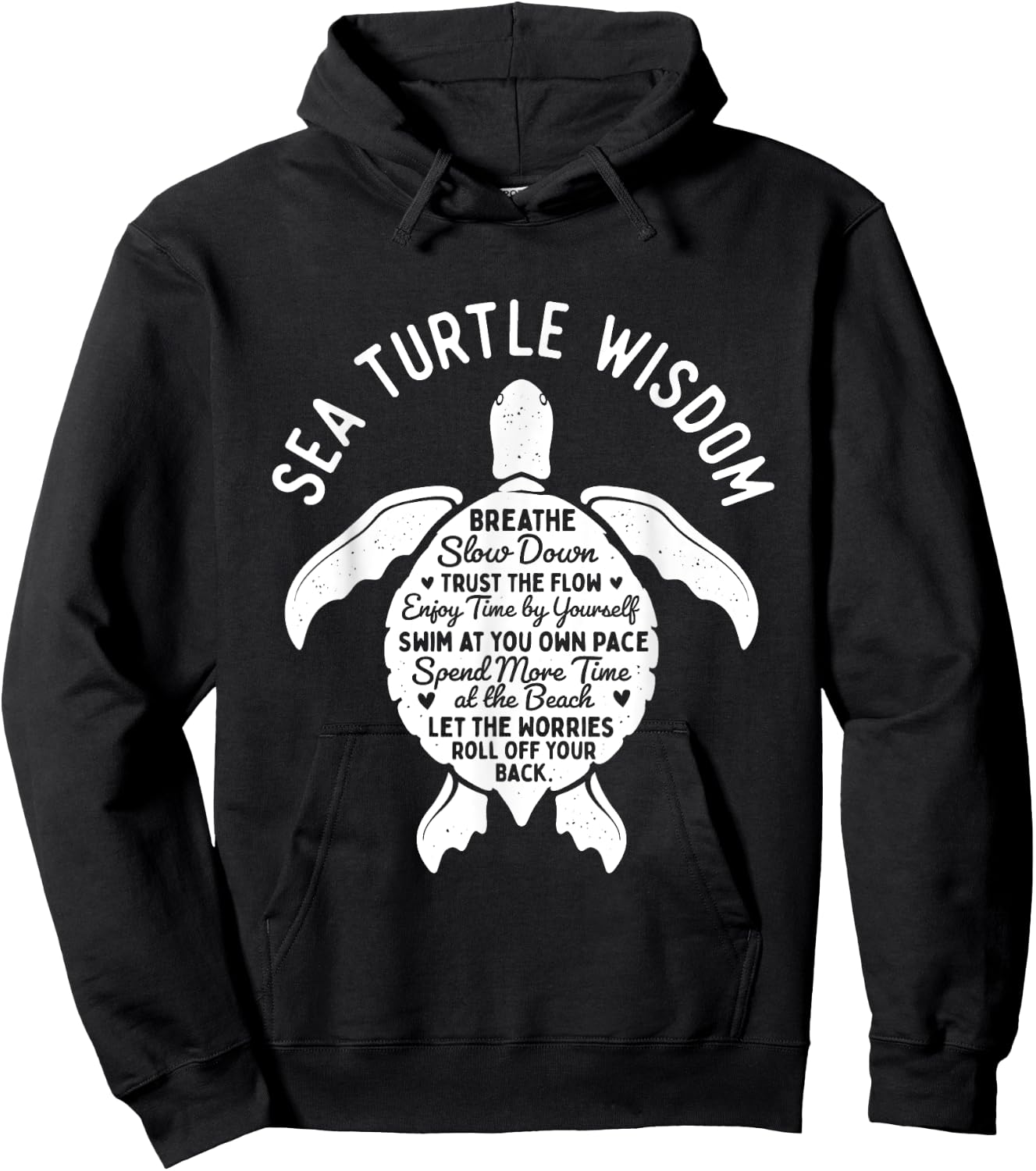 Sea Turtle Wisdom - Beach Cute Tortoise Sea Animal Hoodie - Hoodie | Black
