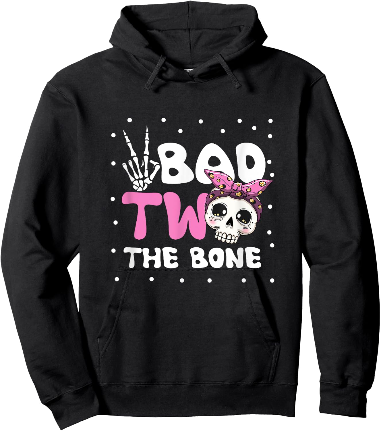 Bad Two The Bone Toddler Halloween 2nd Birthday Checkered Hoodie - Hoodie | Black