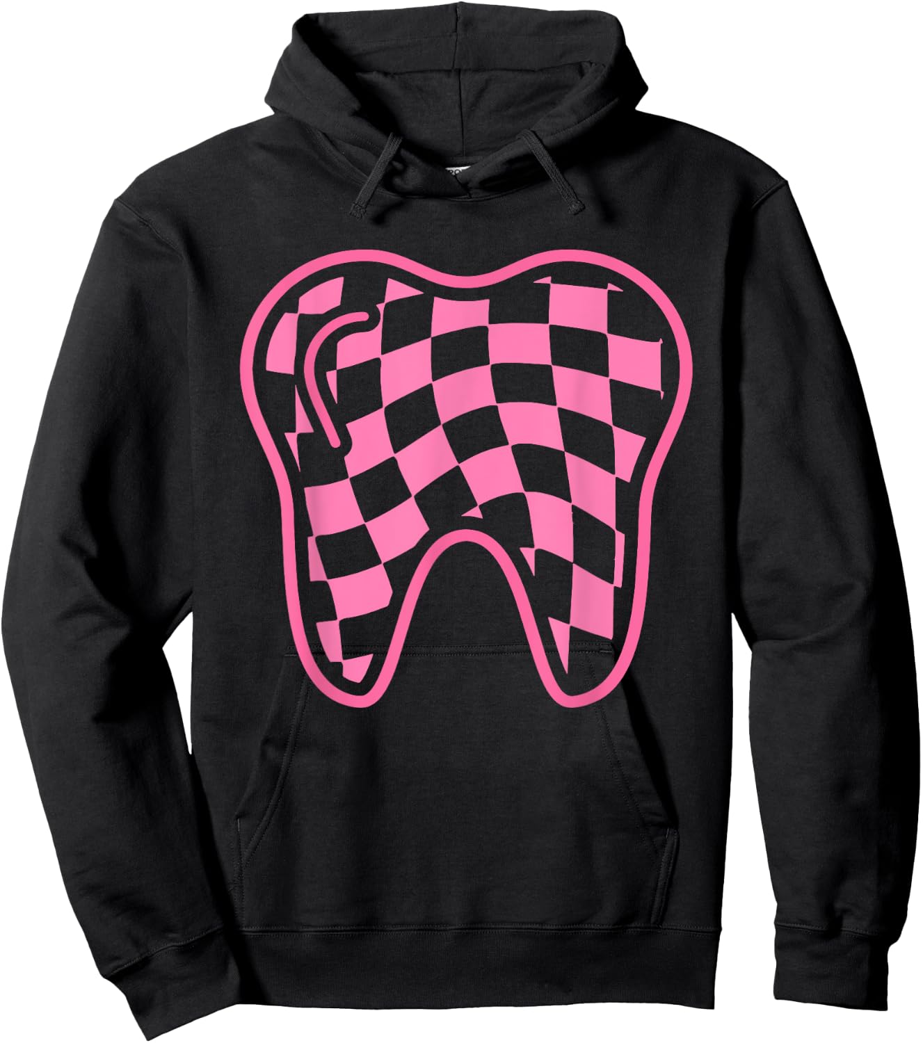 Checkerboard Tooth Dental Hygienist Squad Groovy Dentist Hoodie - Hoodie | Black