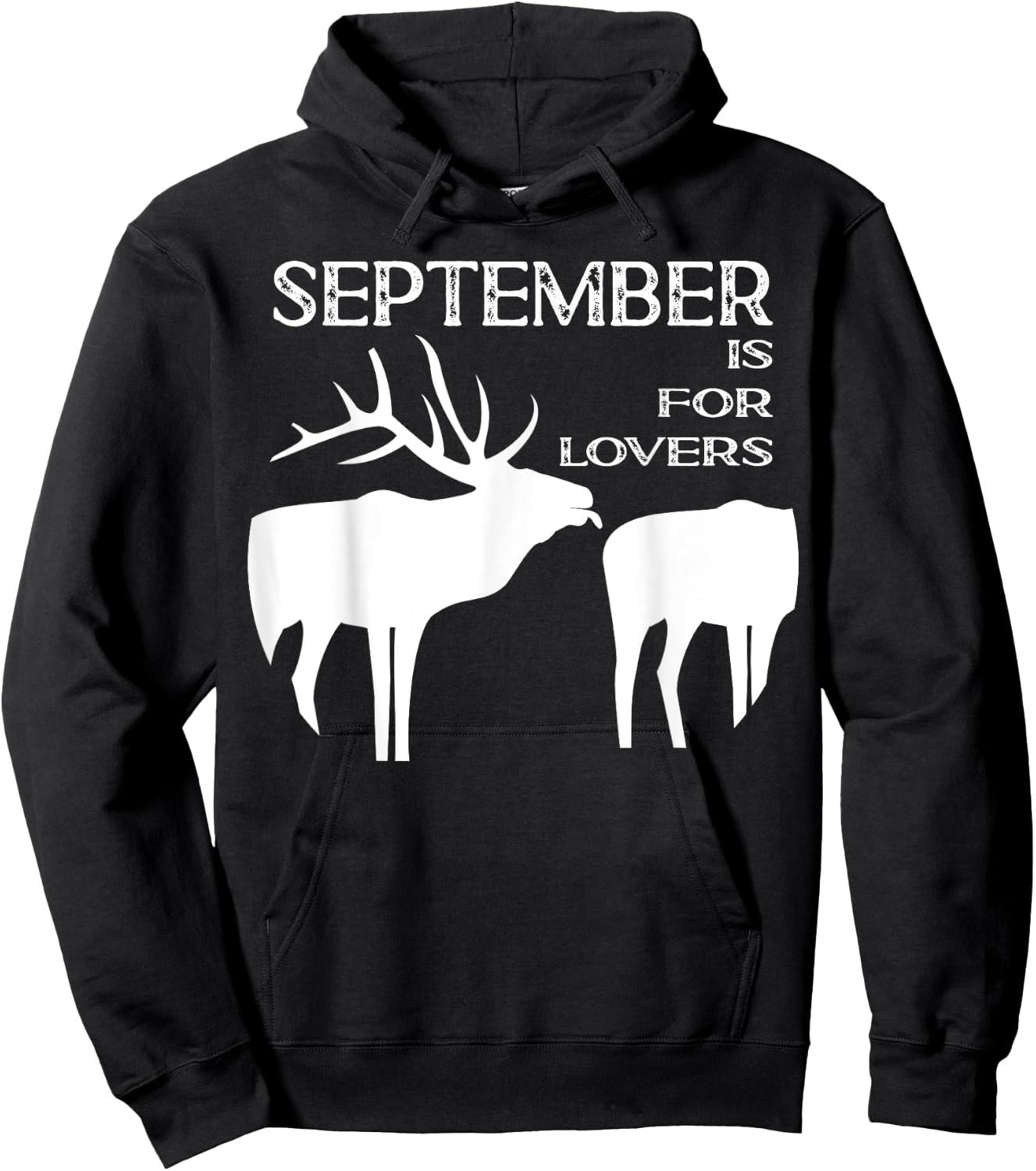 Funny Elk Hunter Vintage Distressed Gift Hoodie - Hoodie | Black