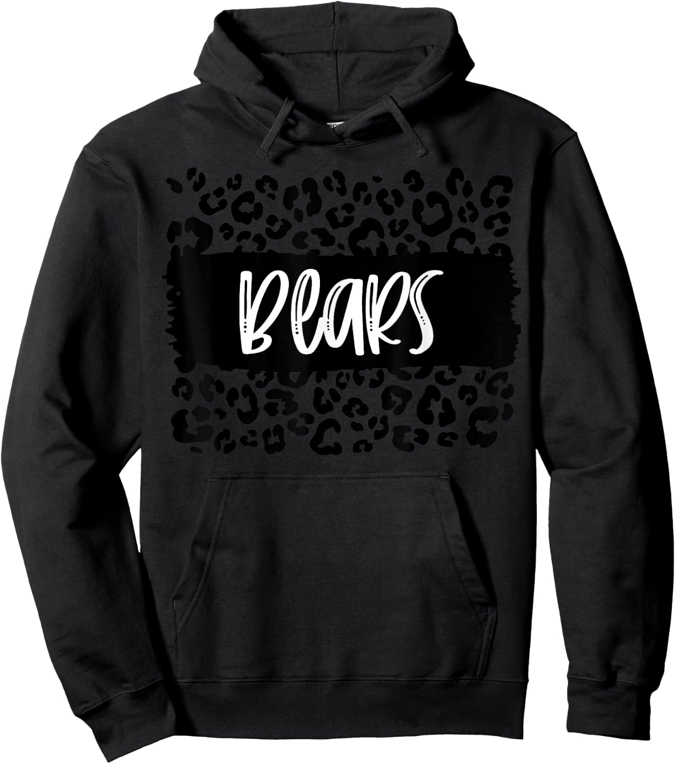 Bears Team Mascot School Spirit Game Night Leopard Print Hoodie - Hoodie | Black