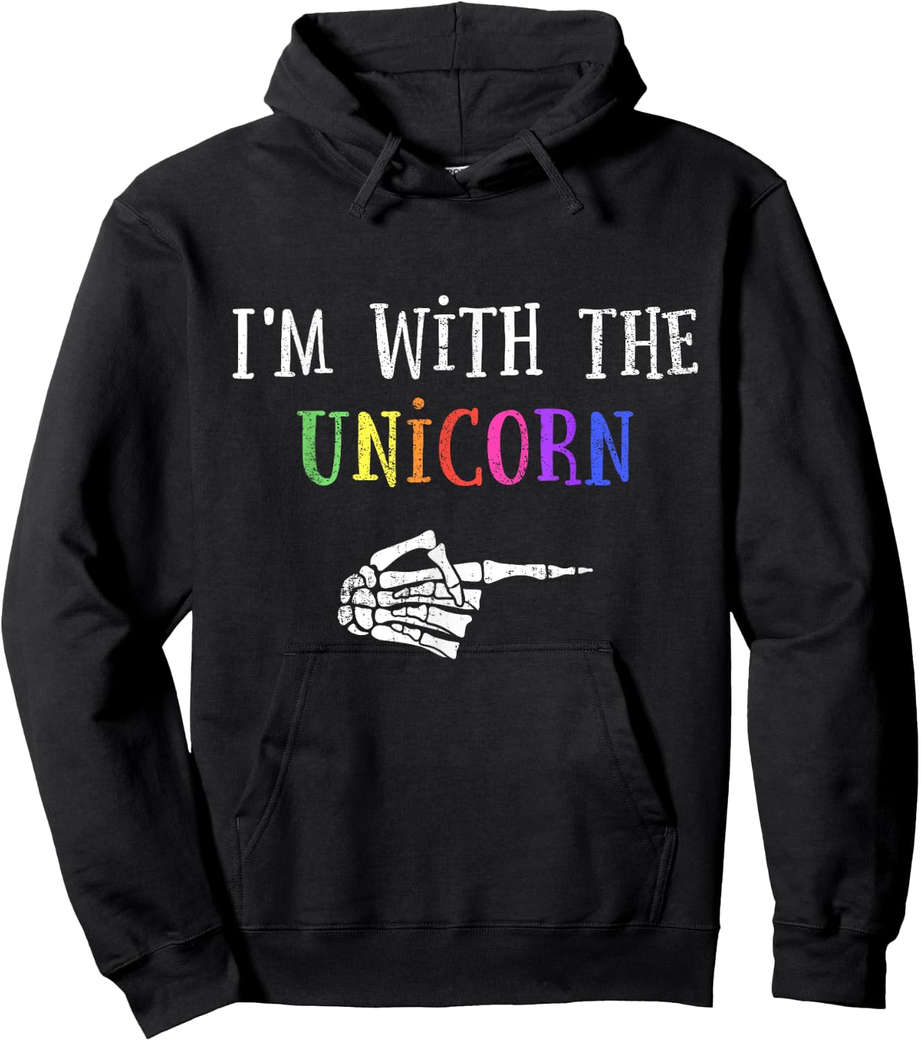Im with unicorn matching partner couple costume halloween Hoodie - Hoodie | Black