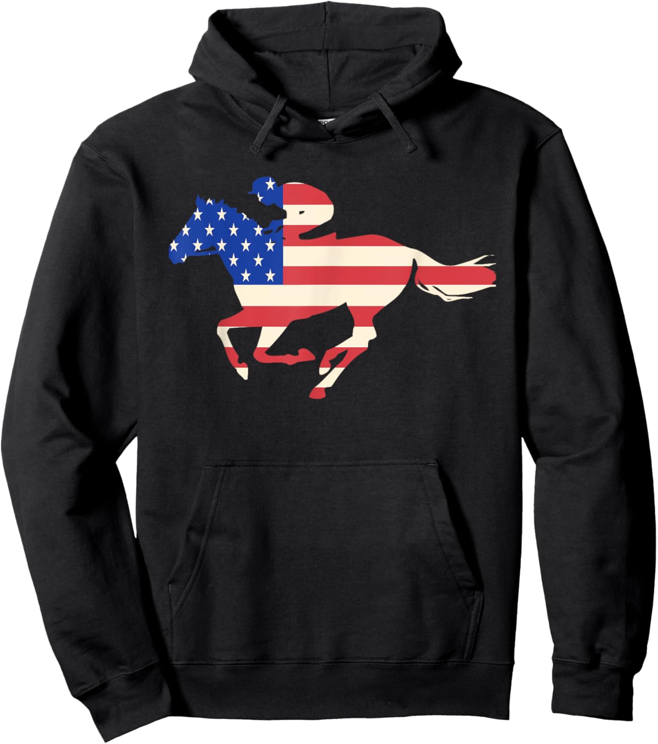 Horse Racing American Flag Equestrian Jockey Gift Hoodie - Hoodie | Black