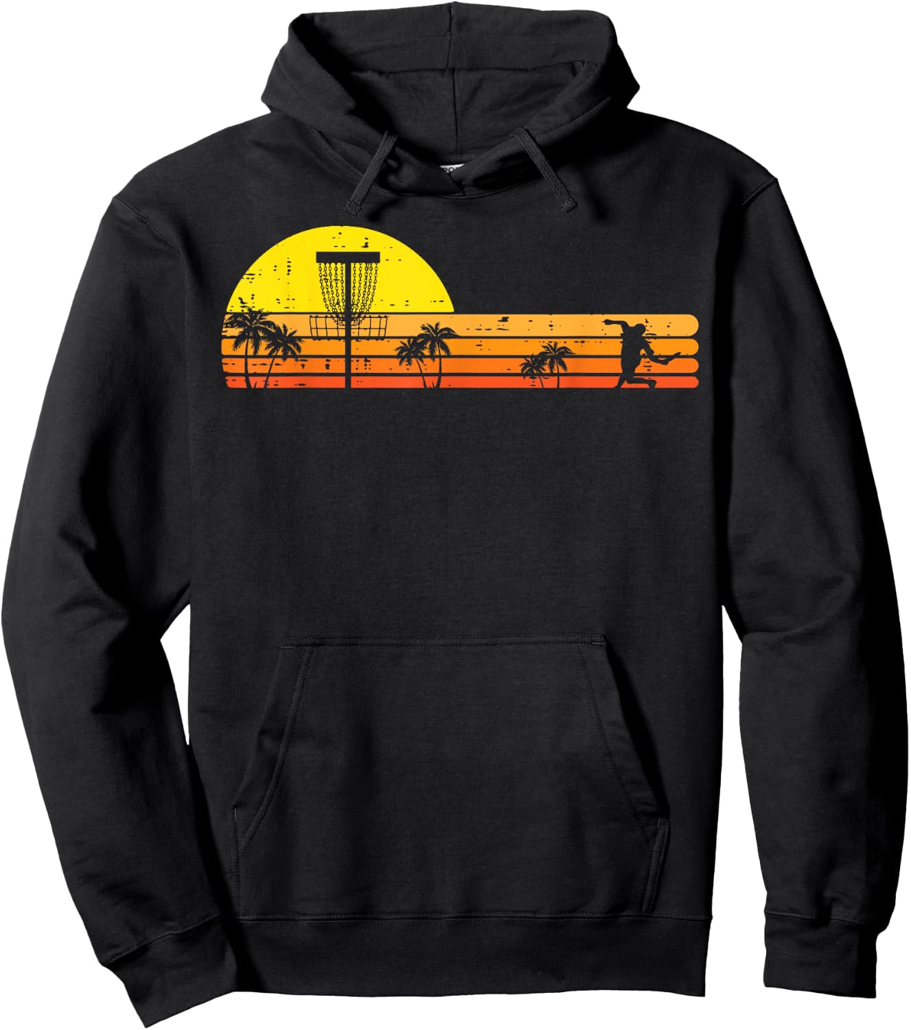 Disc Golf Palm Trees Retro Frisbee Frolf Sport Men Women Kid Hoodie - Hoodie | Black