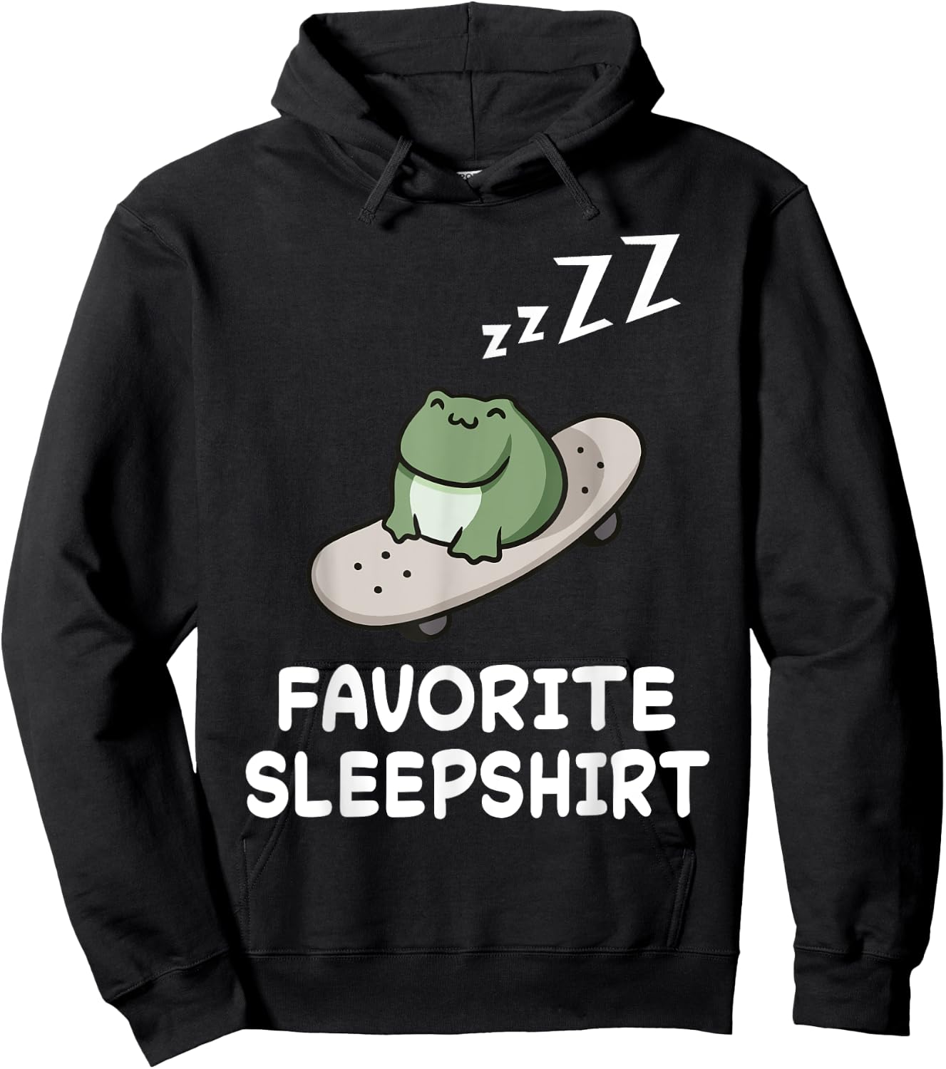 Frog Skateboard Frogs Nap Sleeping Sleep Pajama Nightgown Hoodie - Hoodie | Black