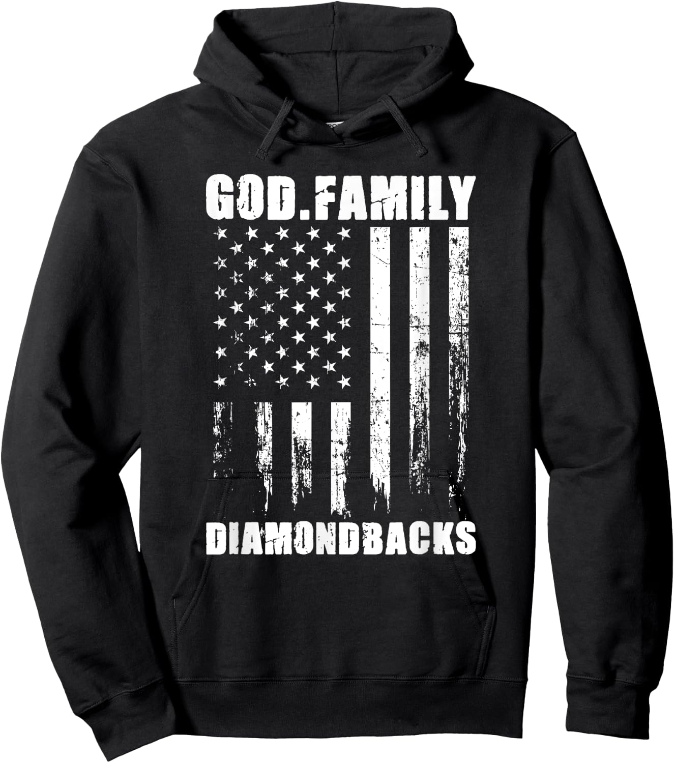 God. Family. Diamondbacks. Vintage USA Flag Kids Men Hoodie - Hoodie | Black