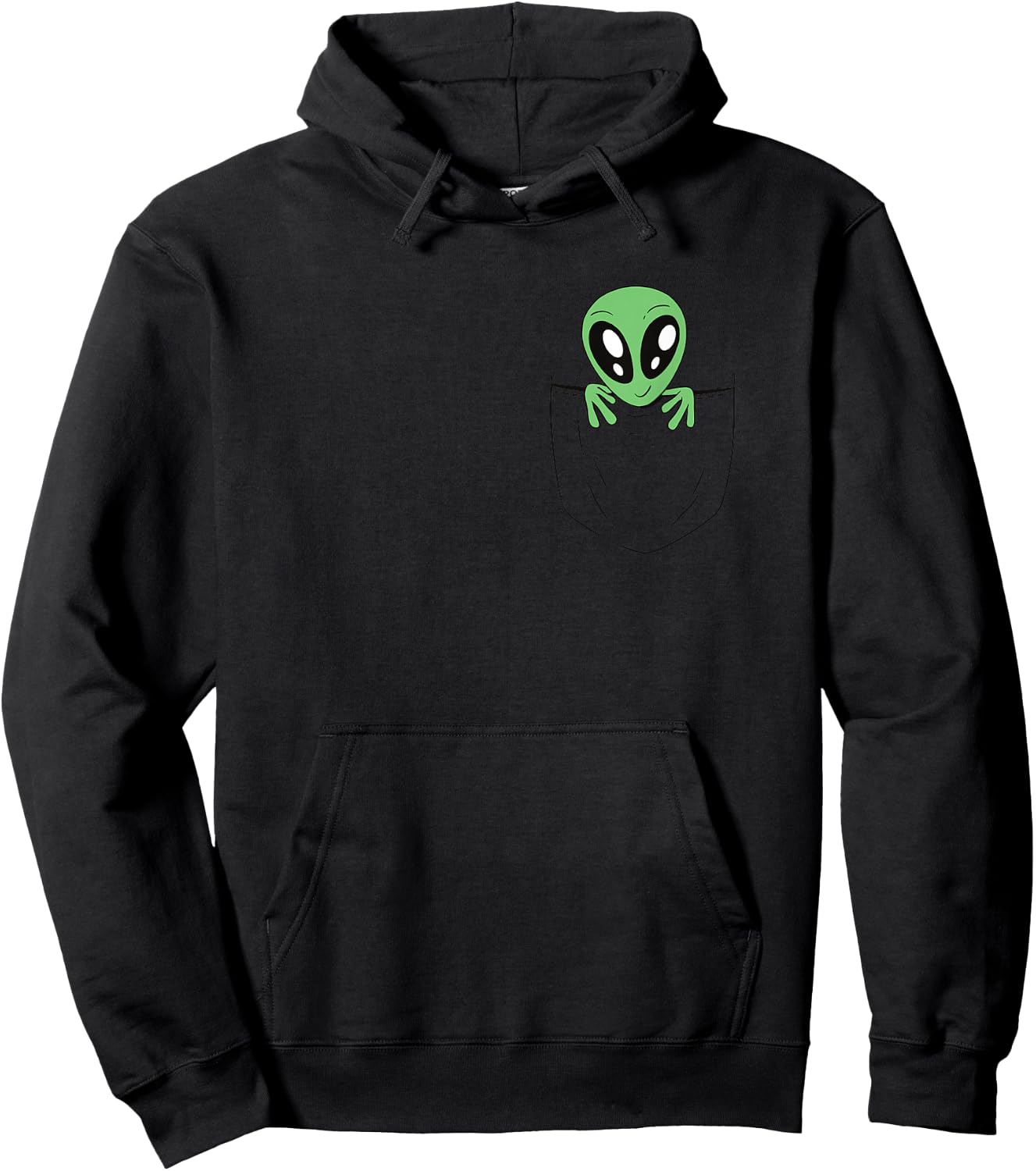 Green Alien in a Bag, Fun Sci-Fi Graphics Hoodie - Hoodie | Black