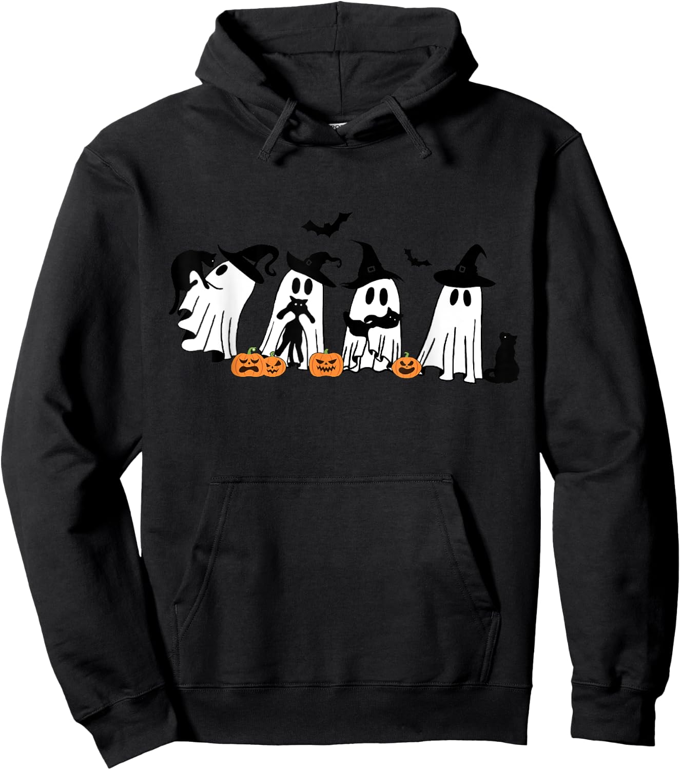 Funny Ghost Holding A Black Cat Halloween Ghost Cat Lovers Women Kids Hoodie - Hoodie | Black