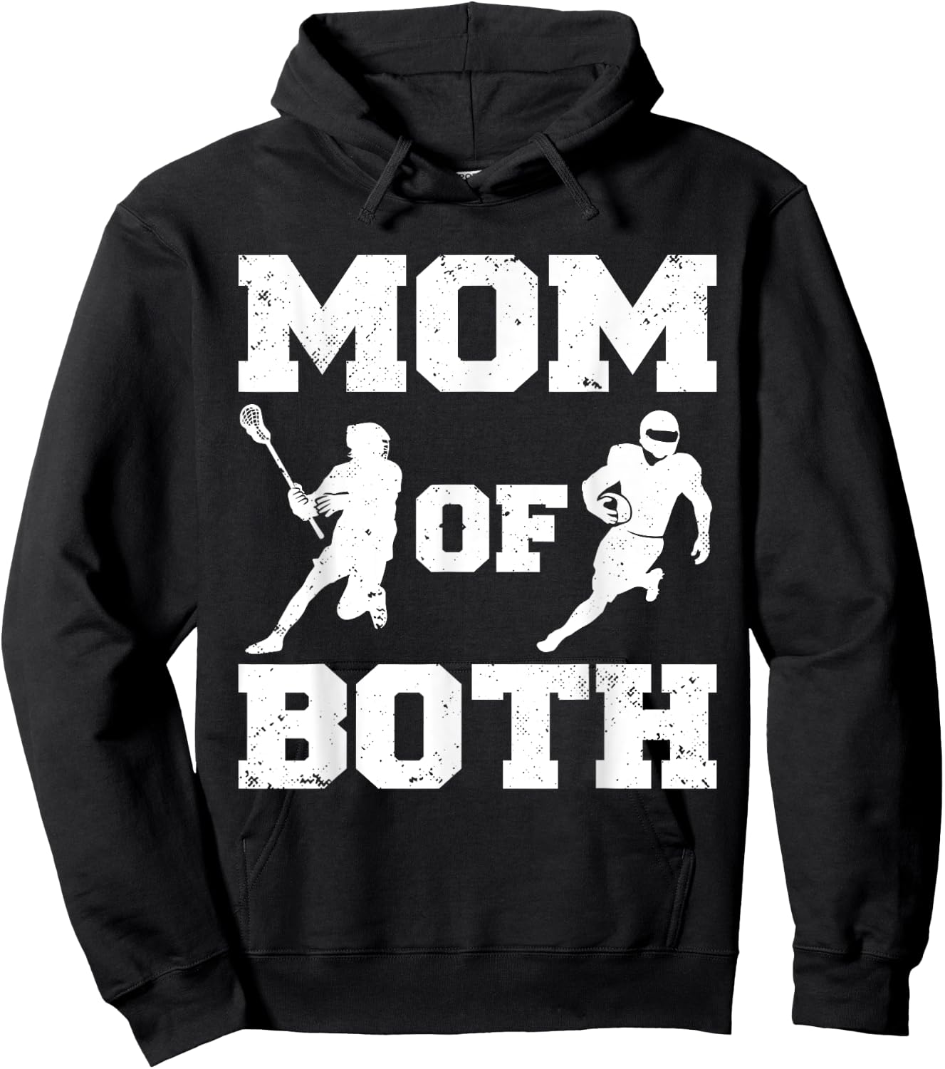 Mom Of Both Funny Lacrosse Football Mom Hoodie - Hoodie | Black