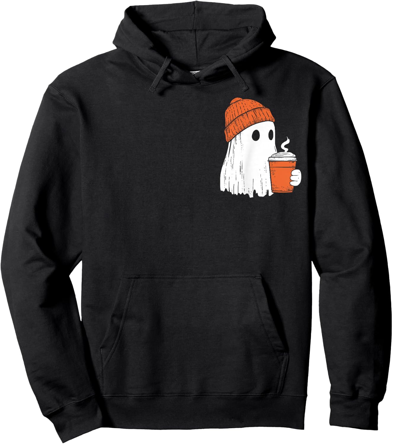 Ghost Drinking Coffee Funny Halloween Costume Coffee Lover Hoodie - Hoodie | Black