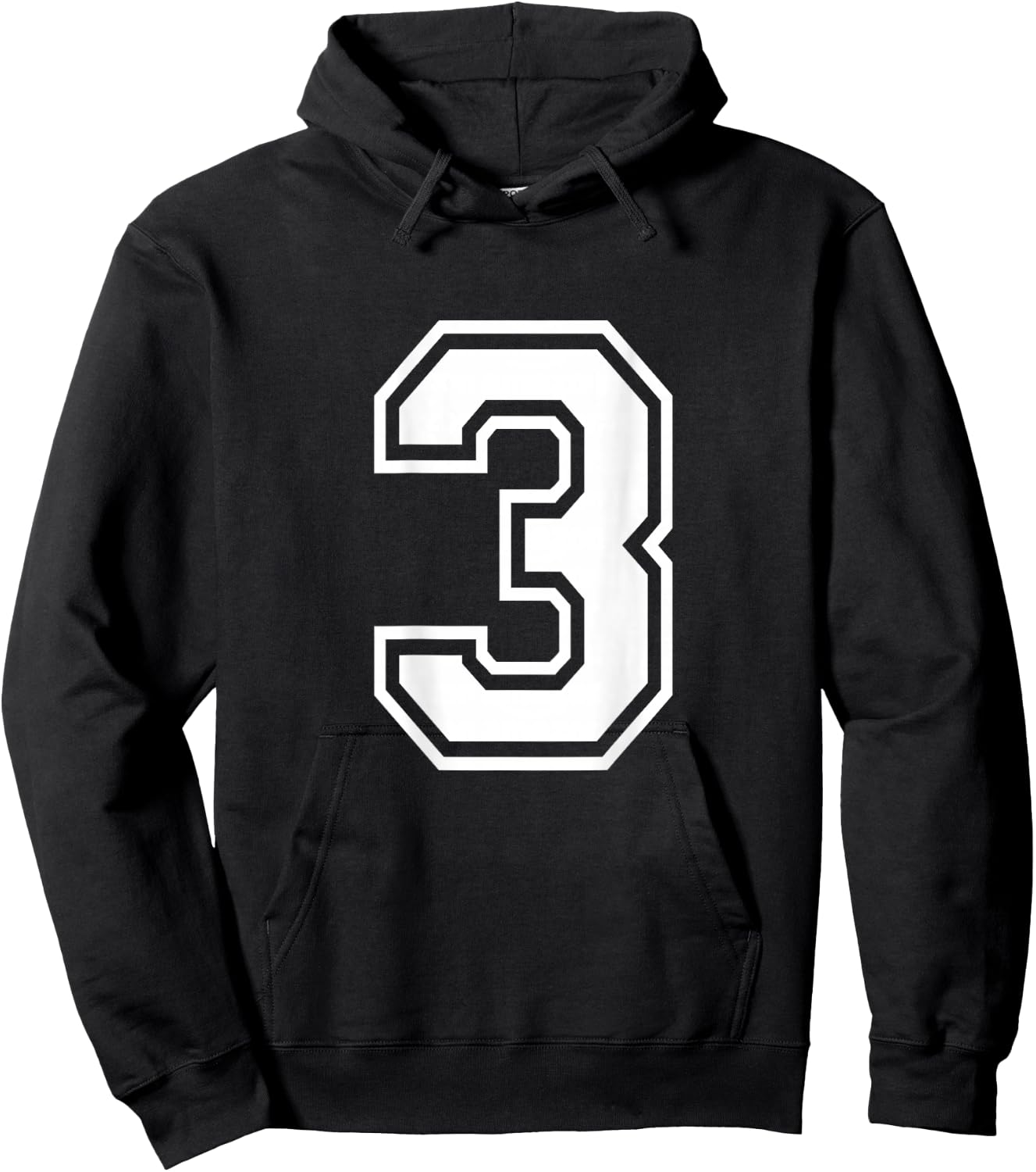 Number 3 Shirt Player Number on Back of Shirt Hoodie - Hoodie | Black