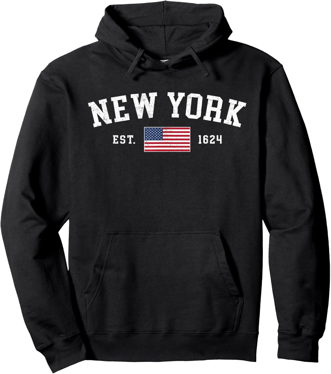 New York July 4th Souvenir US Flag Retro Throwback Hoodie - Hoodie | Black